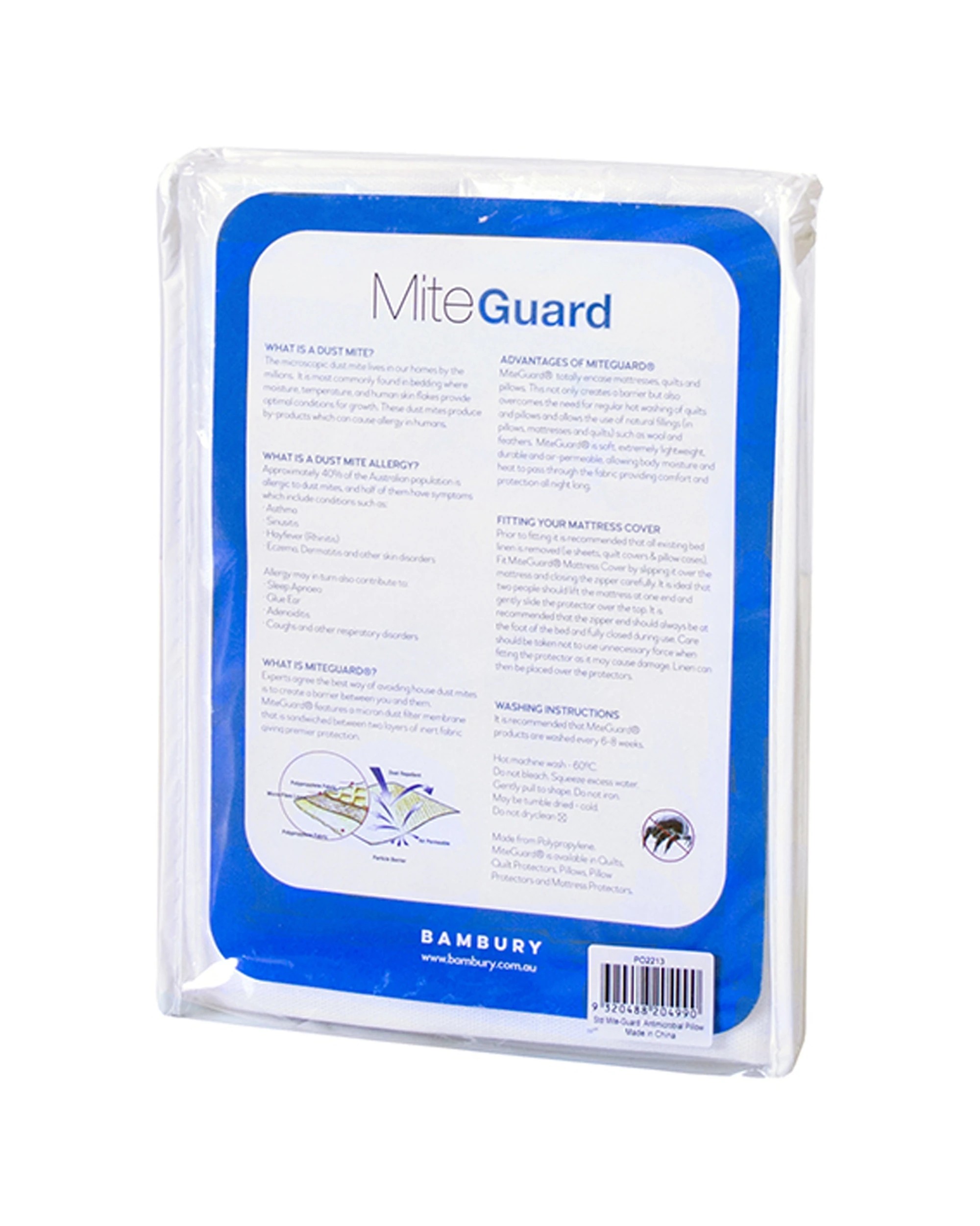 2 Bambury Std Mite-Guard Pillow Protector Soft Touch Woven Home - Natural, 2 of 4