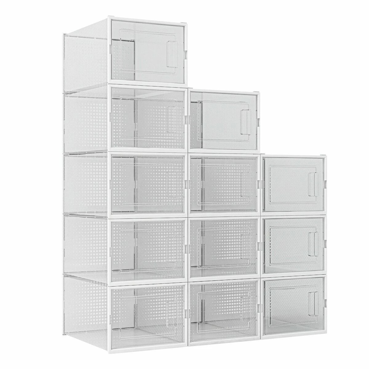 1 LUXSUITE Y12Pcs Shoe Box Storage Case Clear Boxes Sneaker Display Plastic Extra Large Stackable Container Unit, 1 of 1