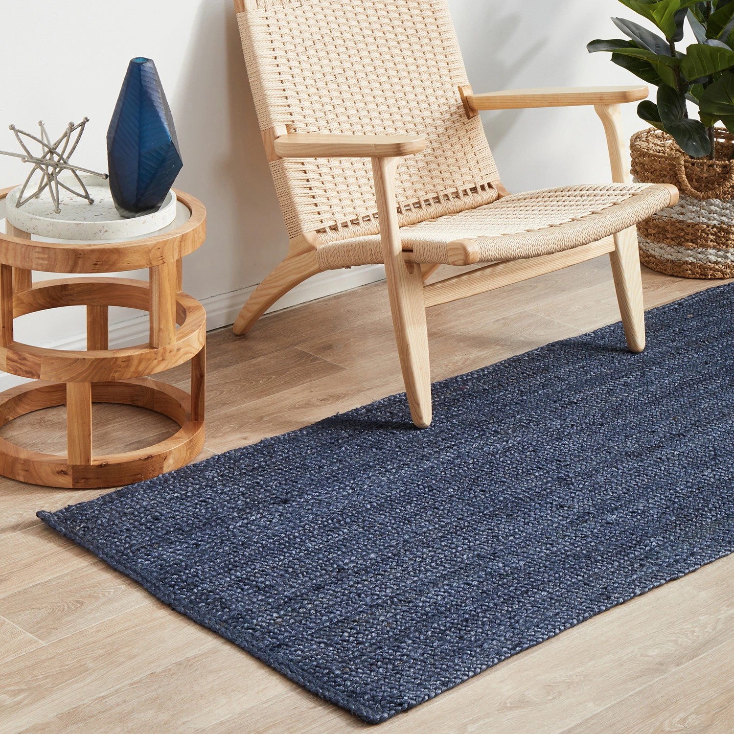 3 Common Ground Rugs Shoreline Navy 400x80cm - Large Runner Hand Braided Jute Rug - Blue, 3 of 9
