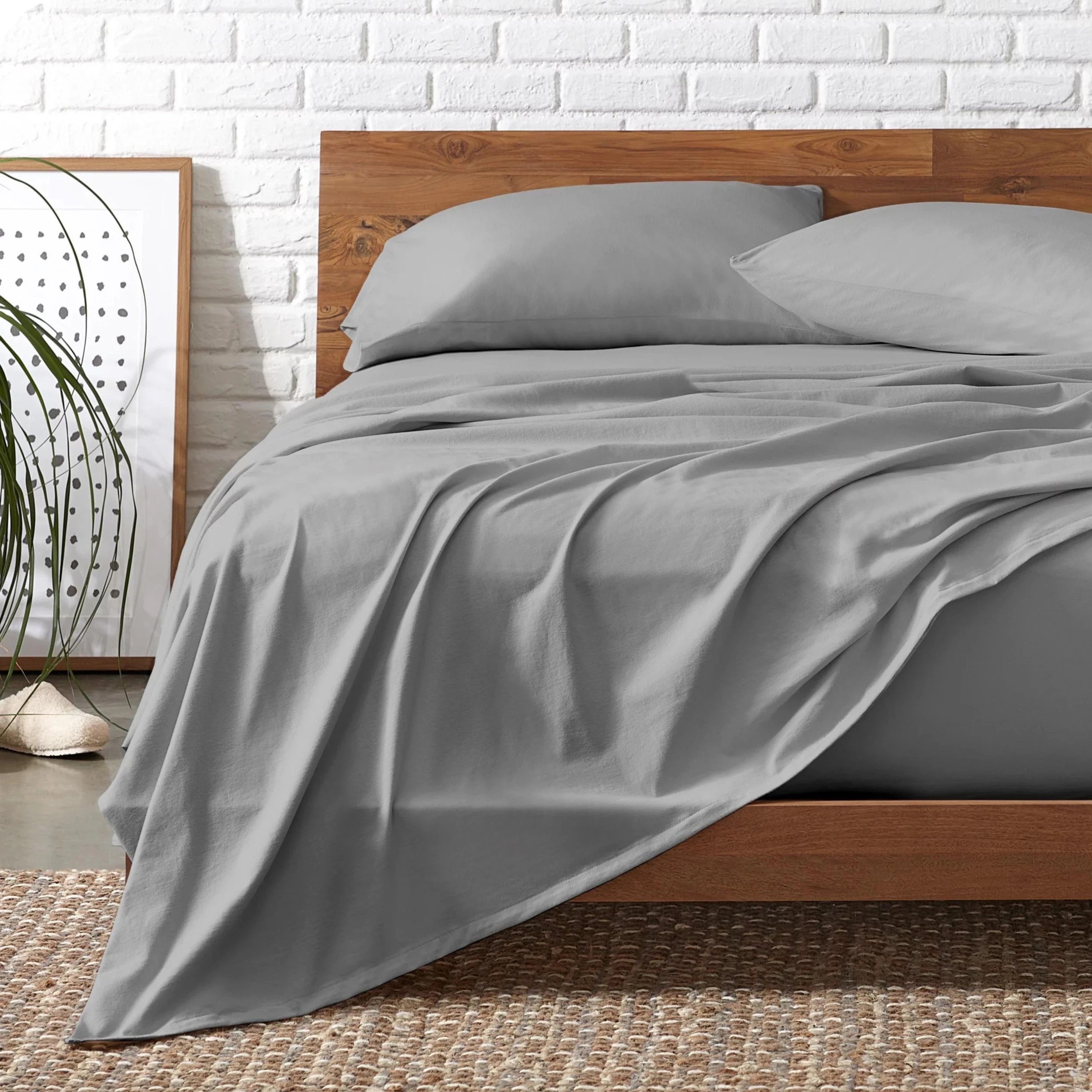1 Royal Comfort Signature Bamboo Cotton Sheet Set - Double Bed - Grey - Double Bed - Grey, 1 of 6