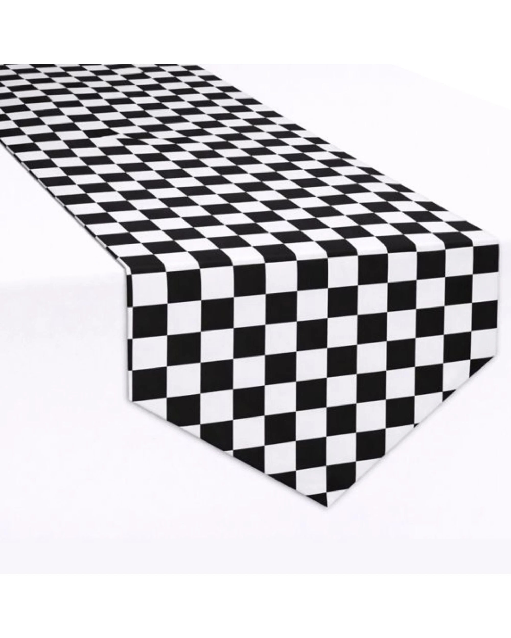 1 Beistle Black and White Chequered Paper Table Runner, 1 of 2