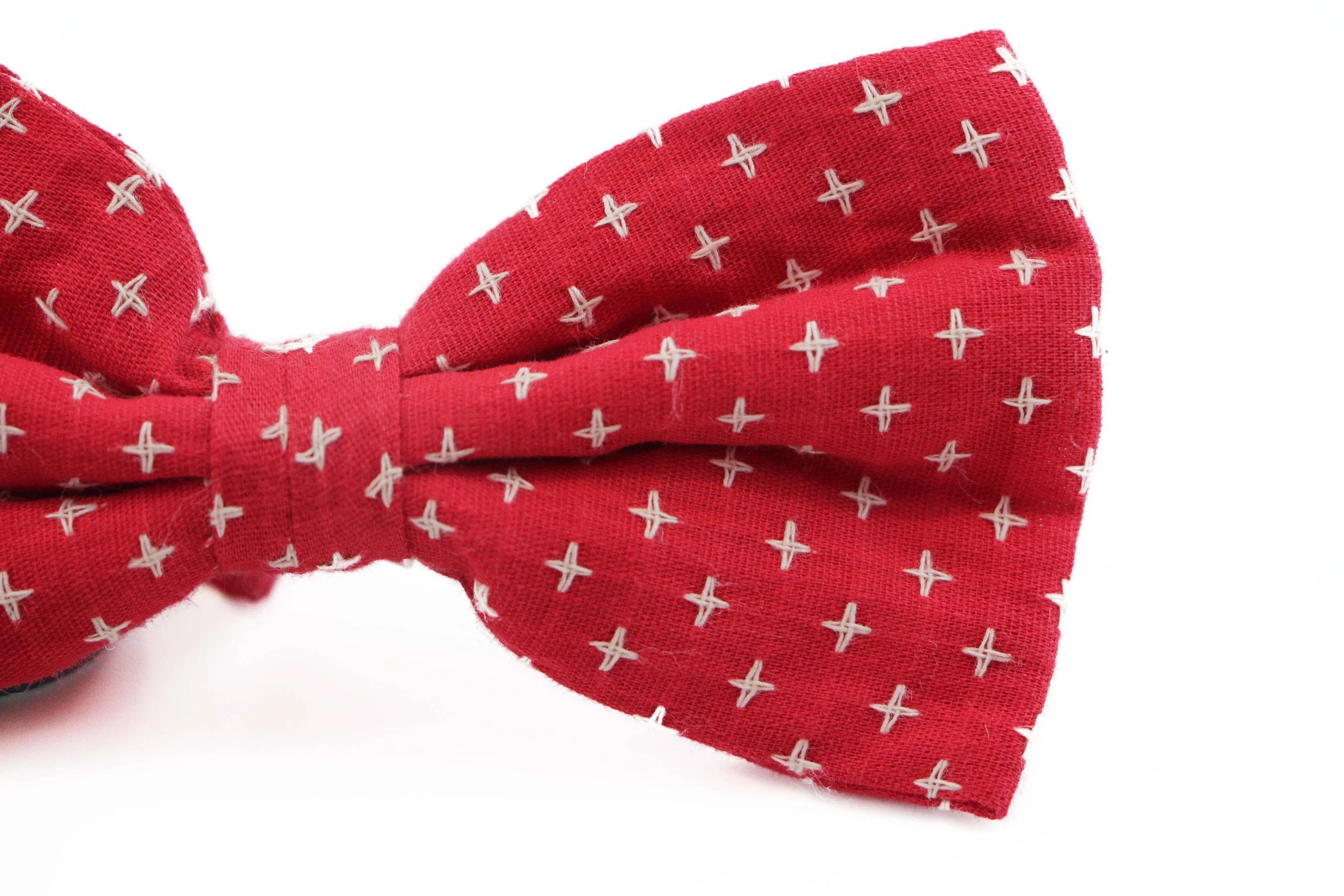 3 Zasel Mens Red With White Star Patterned Cotton Bow Tie - Multi, 3 of 3