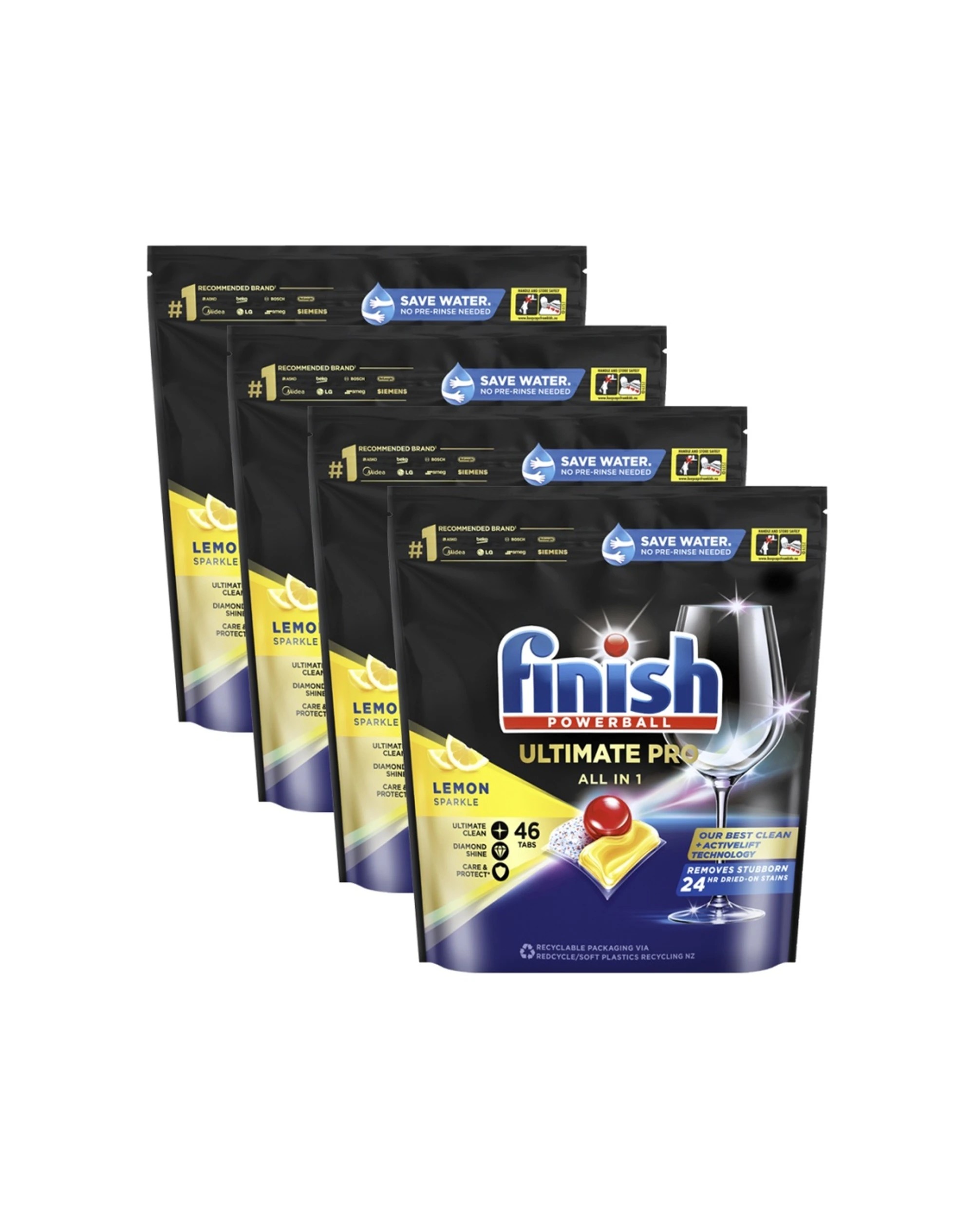 1 Finish Powerball Ultimate Pro All In 1 Dishwasher Tablets 4 x 46pc Pack, 1 of 3