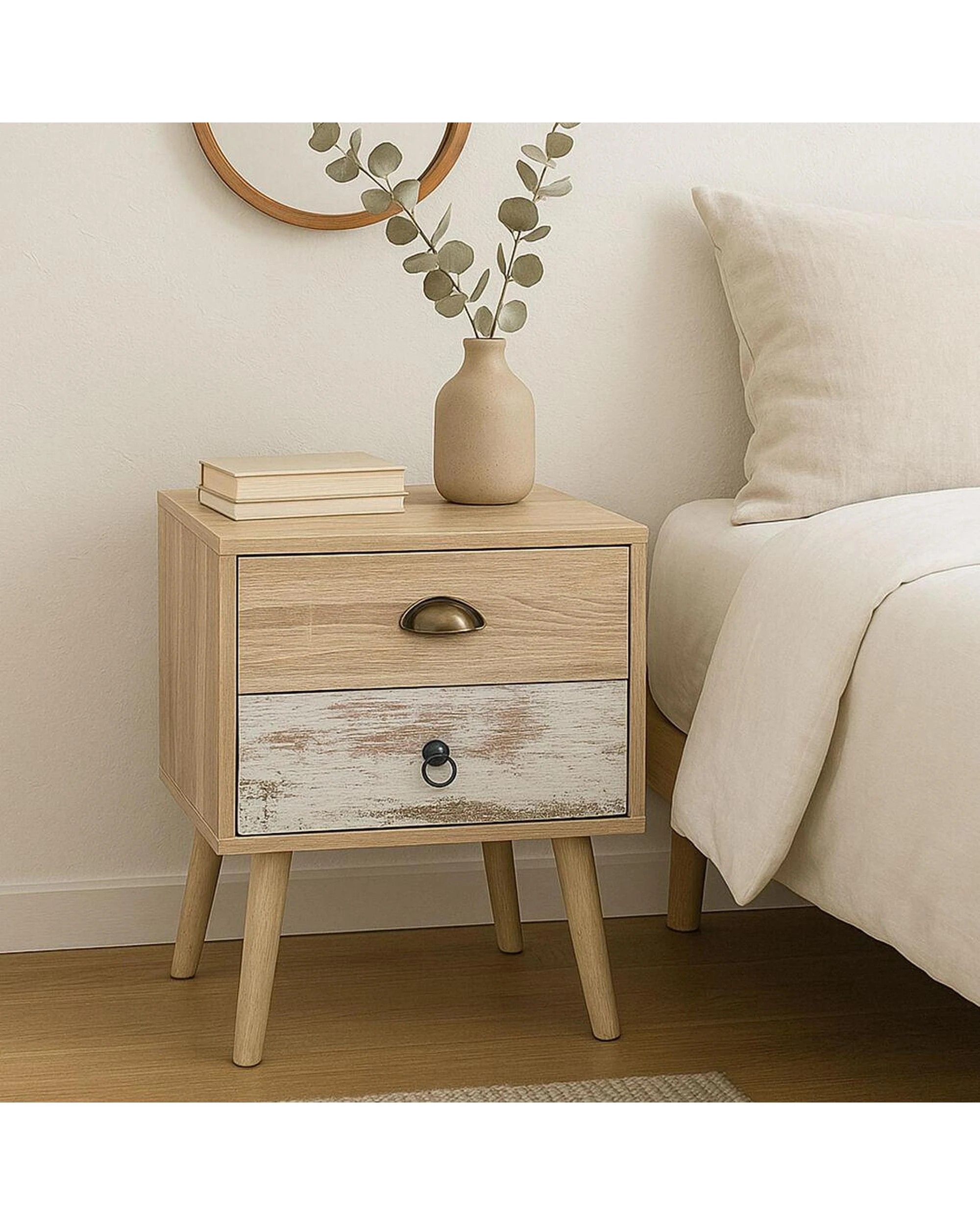 7 Luka 2 Drawer Bedside Table White Washed and Oak, 7 of 10