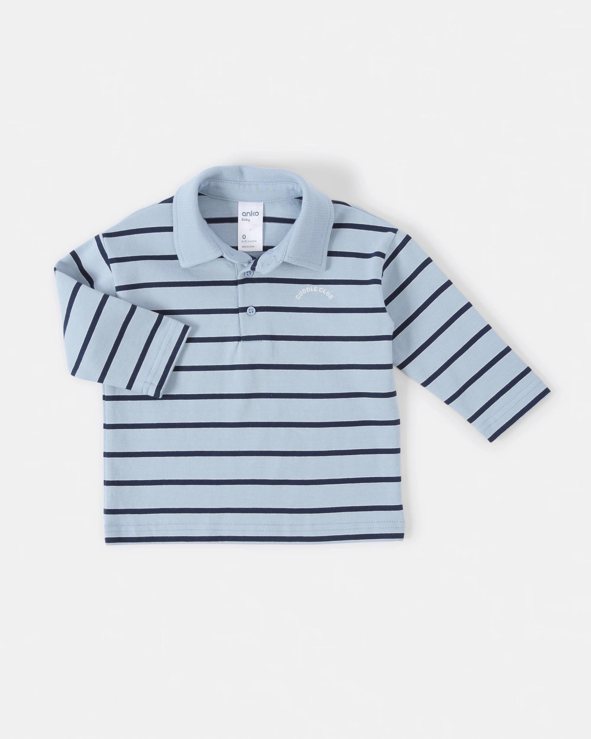 1 Australian Cotton Rugby Top Blu Stripe, 1 of 3