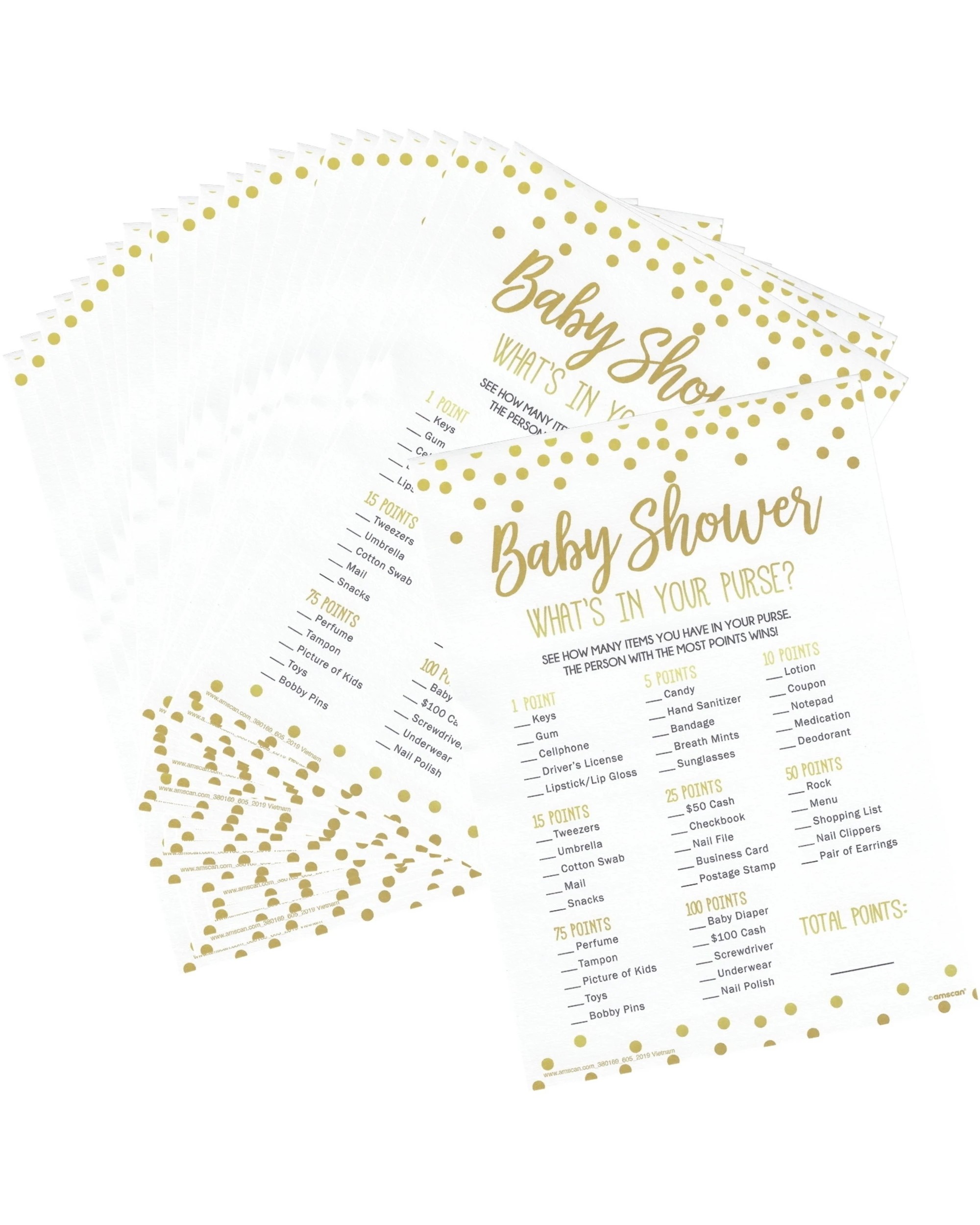 1 Anagram Baby Shower What's In Your Purse Game Pack of 24 - Gold, 1 of 1