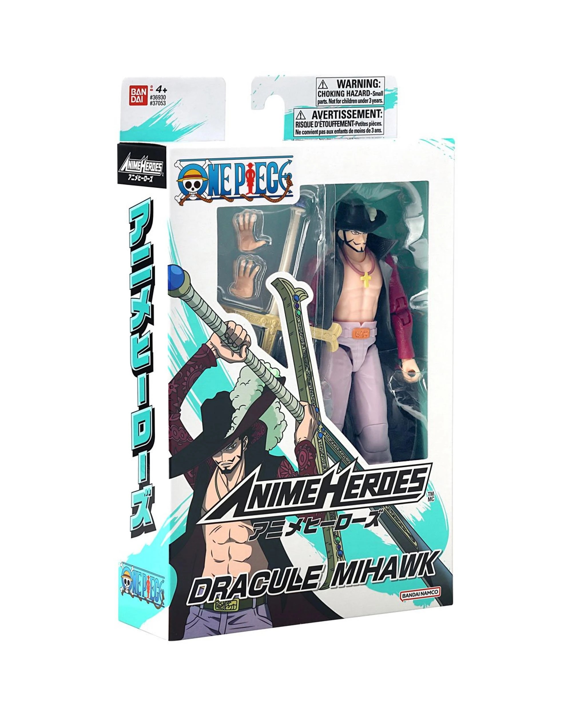 1 Bandai Anime Heroes One Piece Dracule Mihawk Figure, 1 of 10