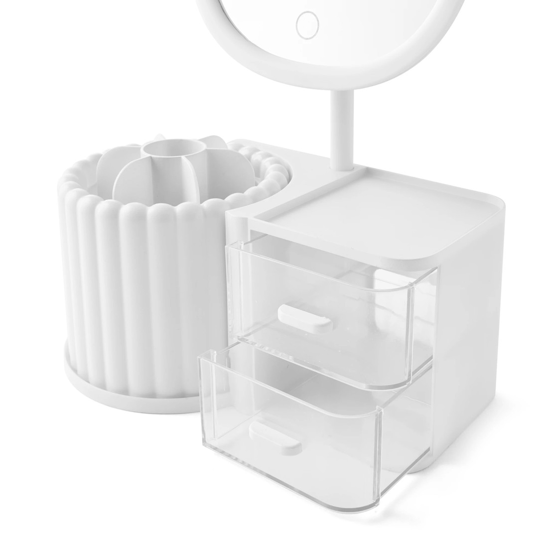 9 Cosmetic Organiser with Mirror - White, 9 of 10