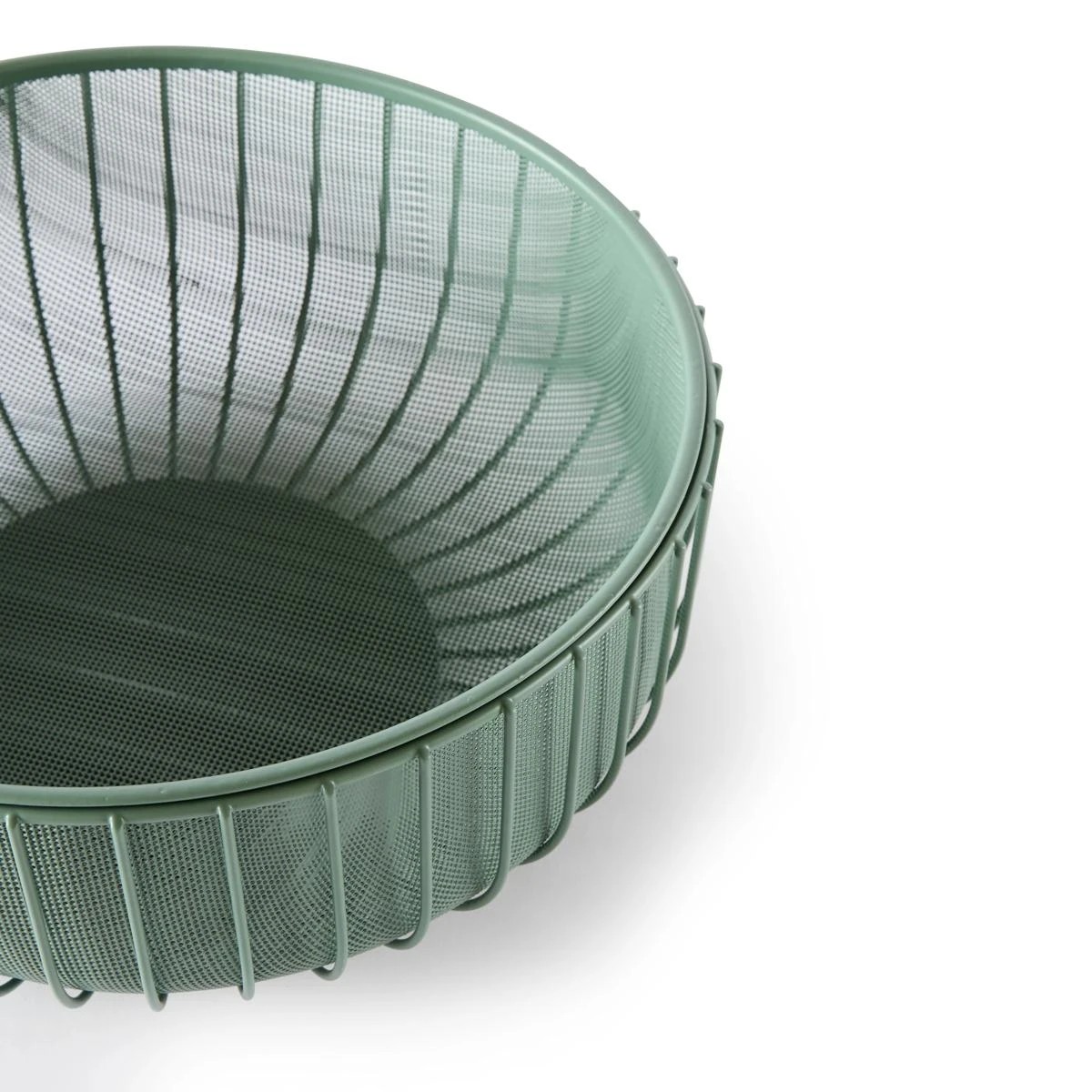 6 3 Piece Metal and Wood Fruit Bowl - Green, 6 of 9