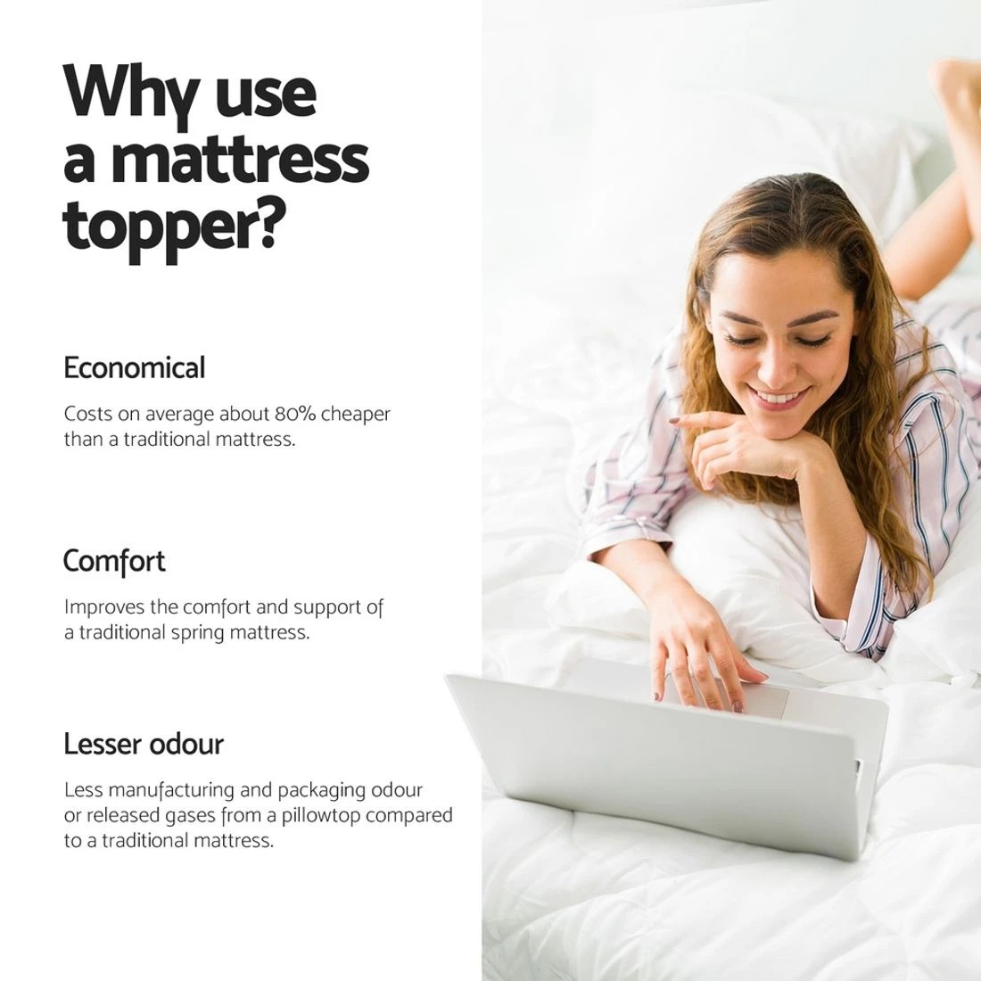 5 Giselle Bedding Memory Foam Mattress Topper Egg Crate 5cm King Single - White, 5 of 7