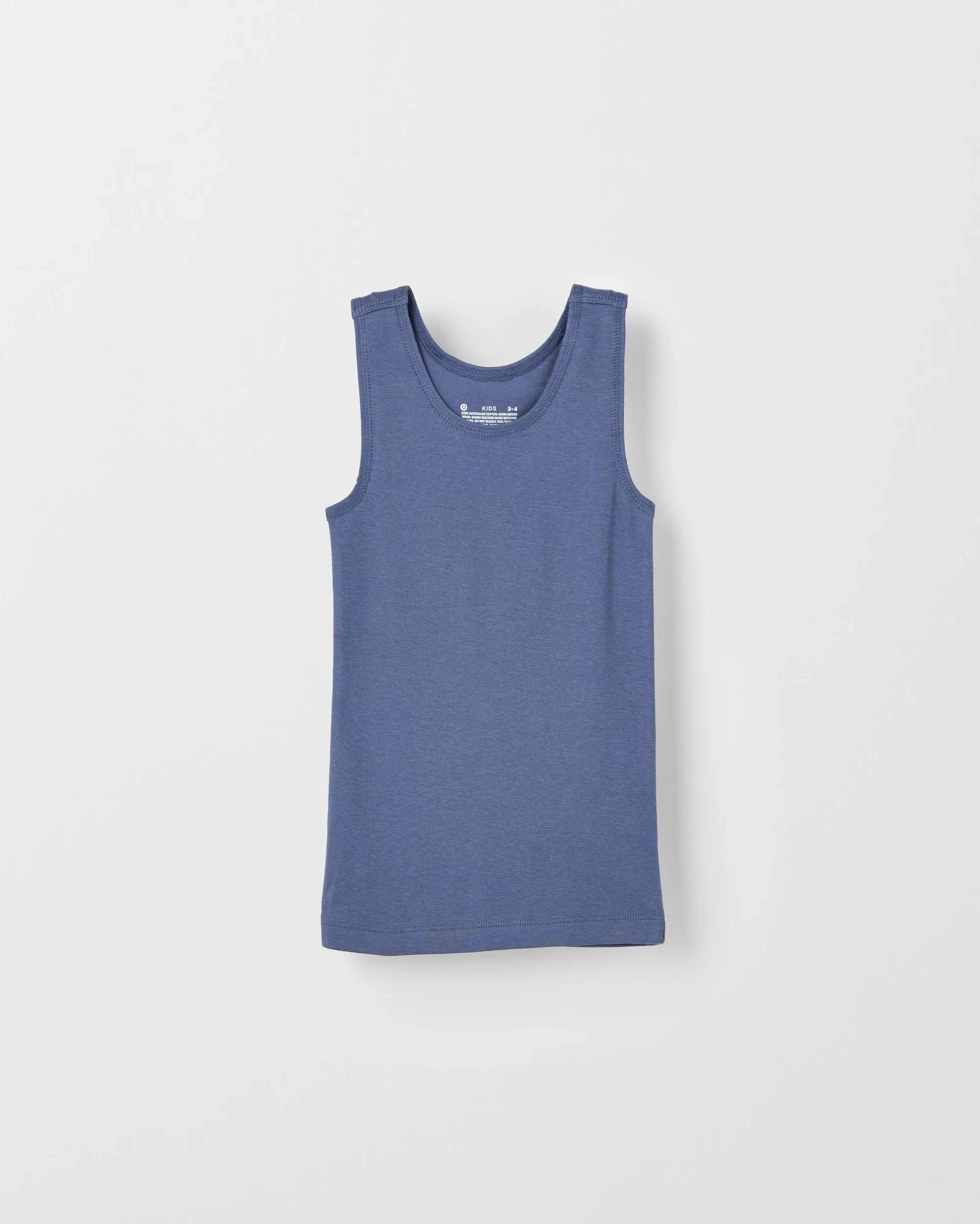 4 Target Australian Cotton 3 Pack Younger Boys Vest INDIGO/LUNAR ROCK/CREAM, 4 of 4
