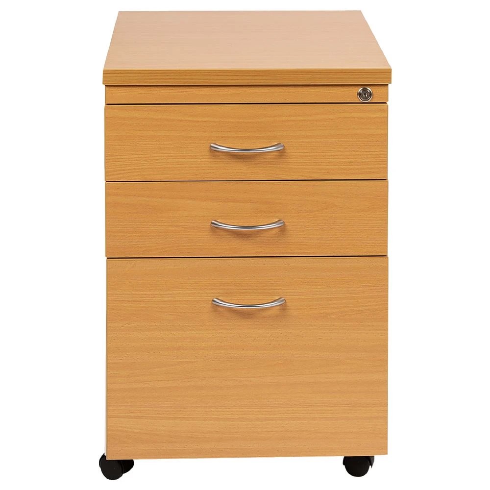 2 Velocity 3 Drawer Pedestal Golden Beech and White Cabinets Pedestals, 2 of 5