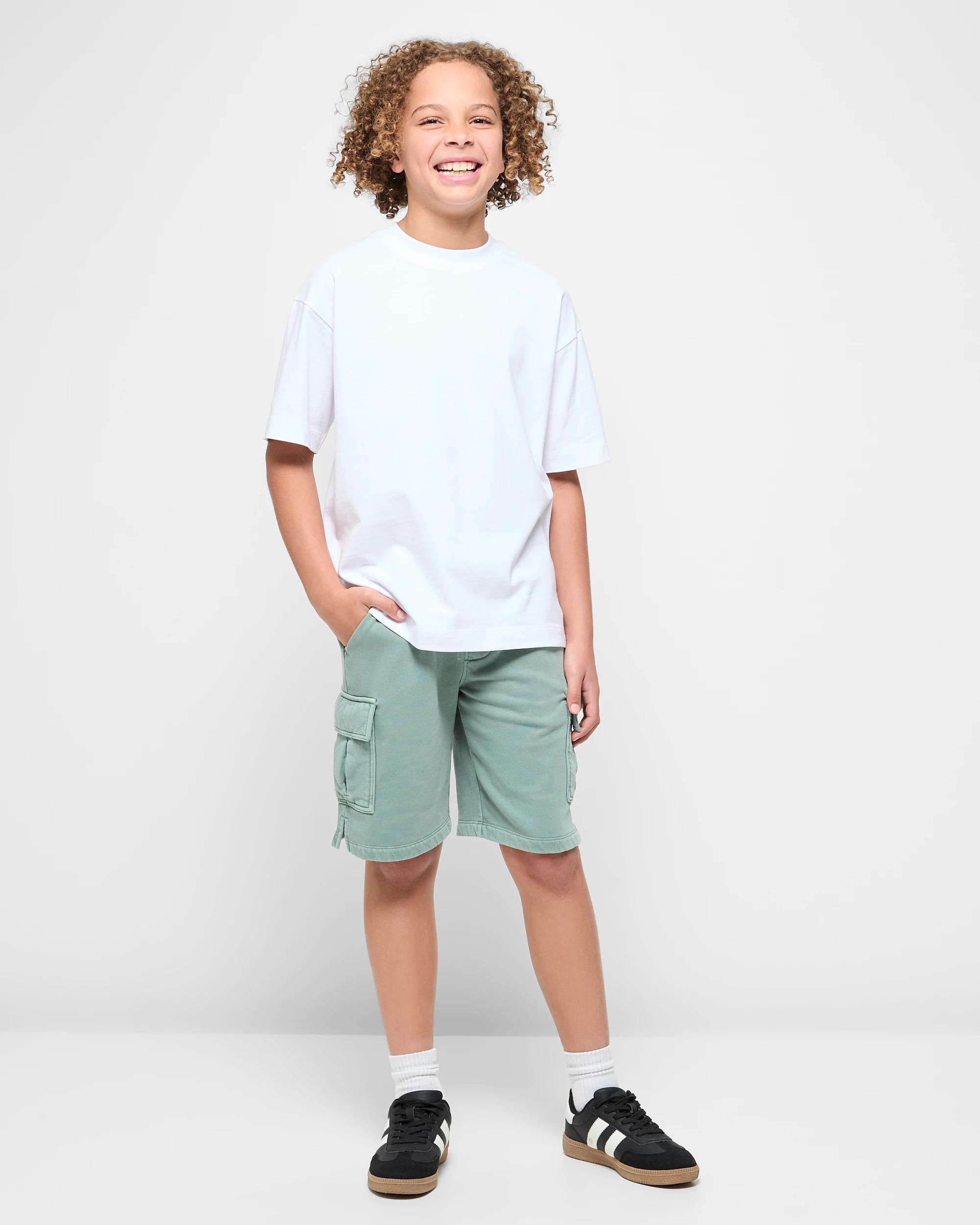 2 Target Washed Fleece Shorts GREEN, 2 of 5