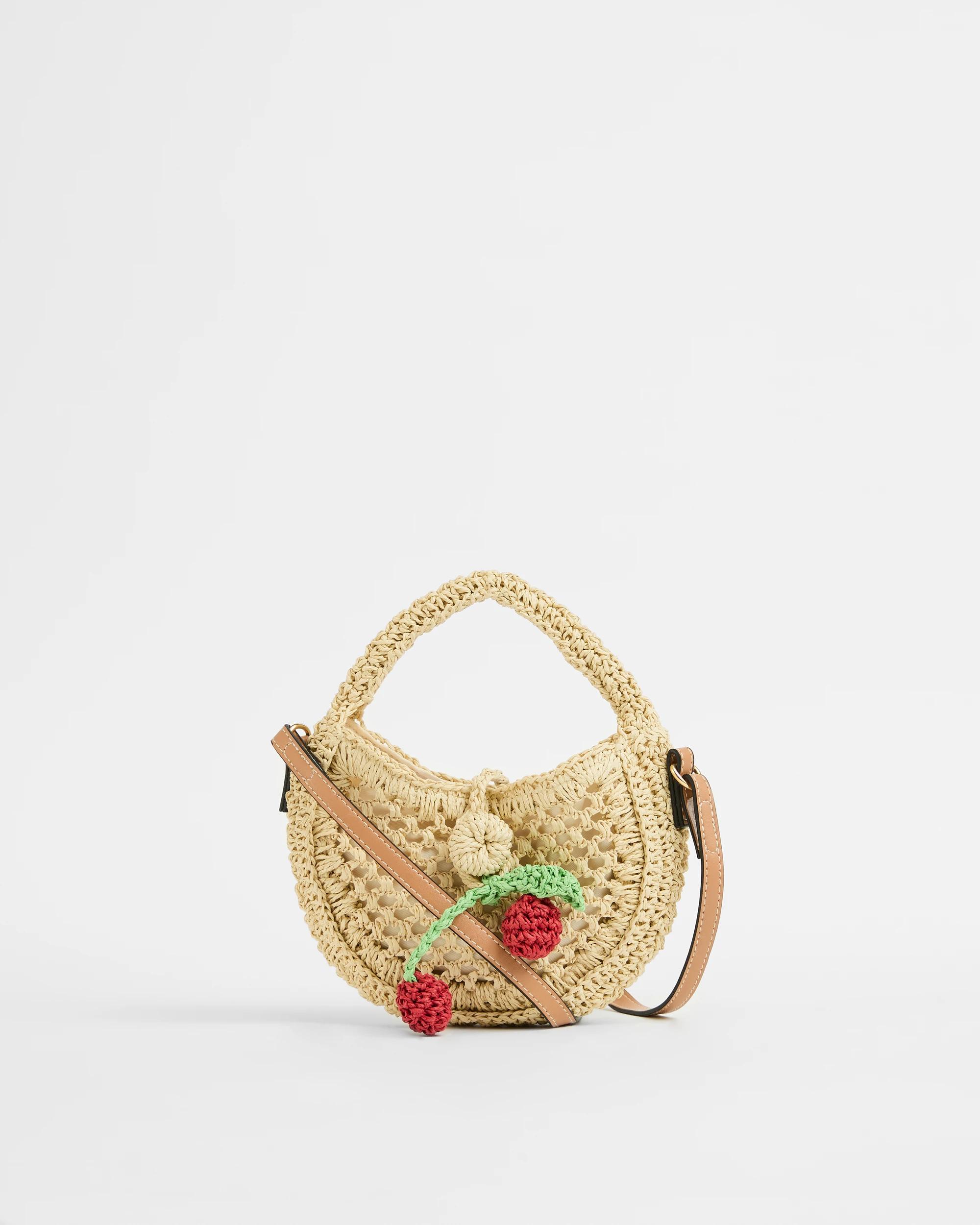 1 Target Kids Paper Straw Half Moon Crossbody Bag NATURAL, 1 of 2