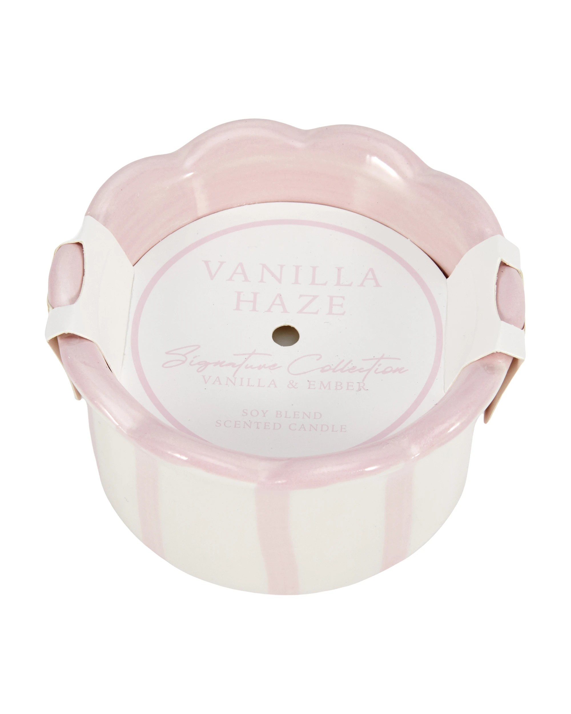 4 Vanilla Haze Stripe Ceramic Candle, 4 of 5