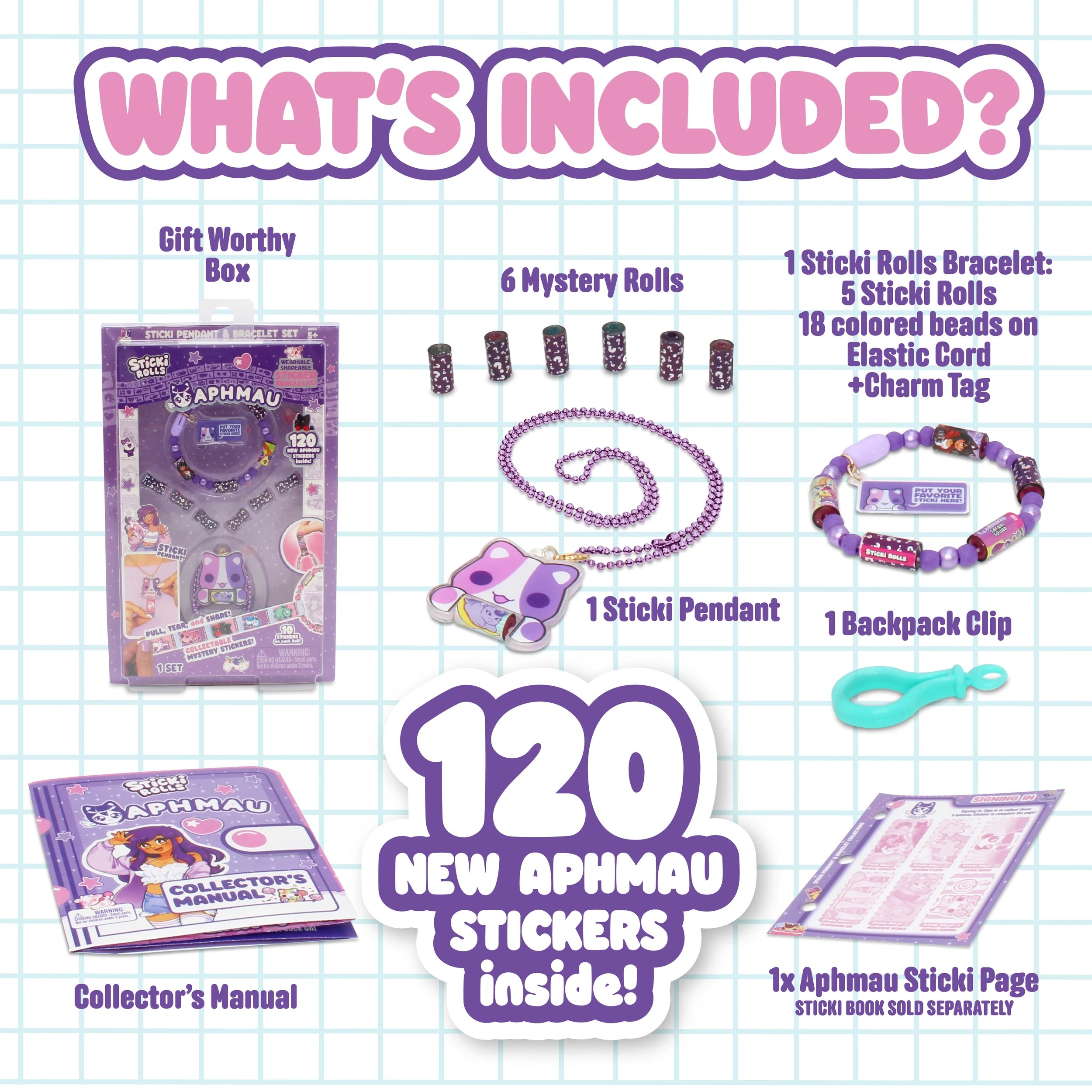 3 Sticki Rolls x Aphmau Sticki Pendant and Bracelet Set - Assorted, 3 of 9