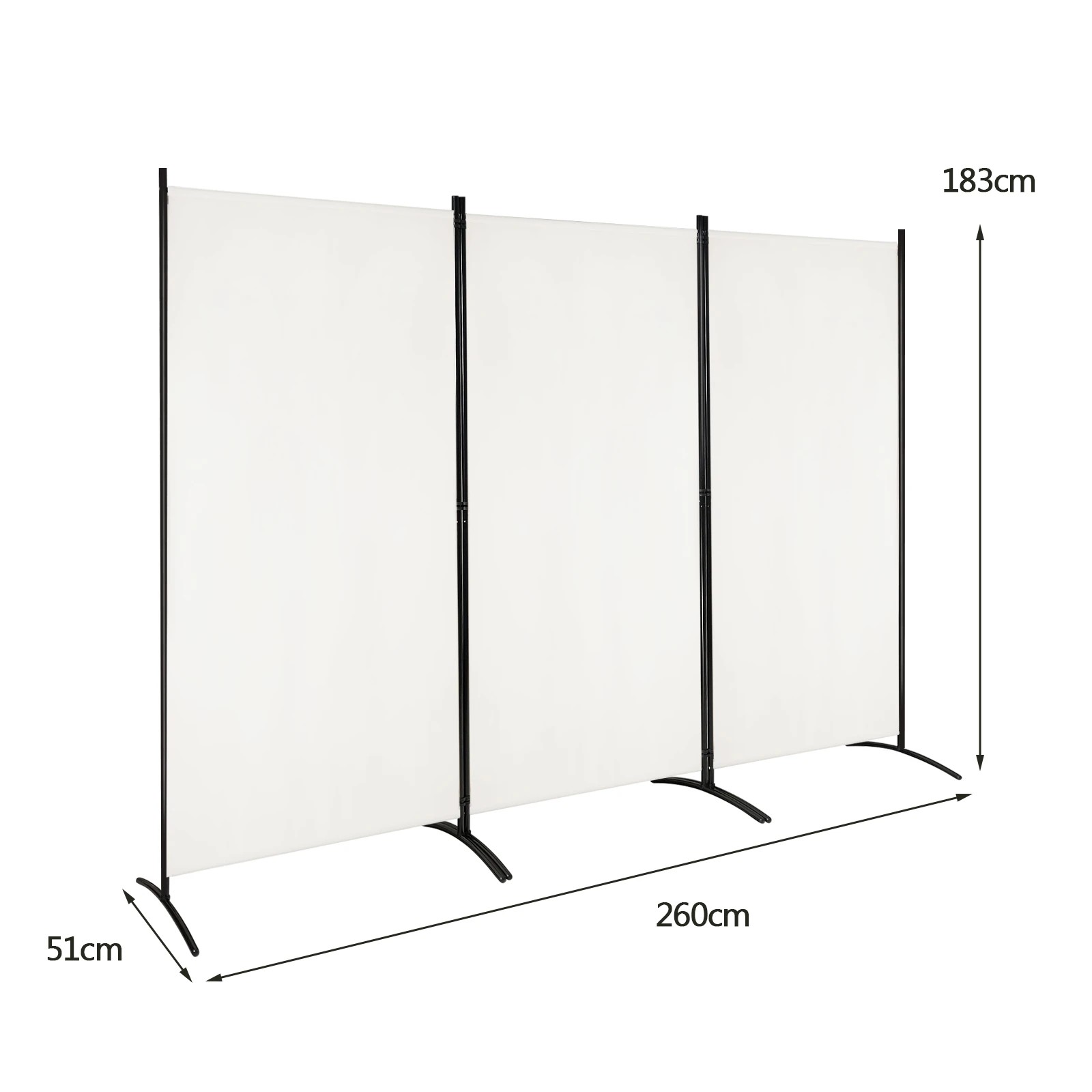 2 Costway 3 Panel Room Divider Folding Privacy Screen Wall Partition Stand Living Bedroom - White, 2 of 3
