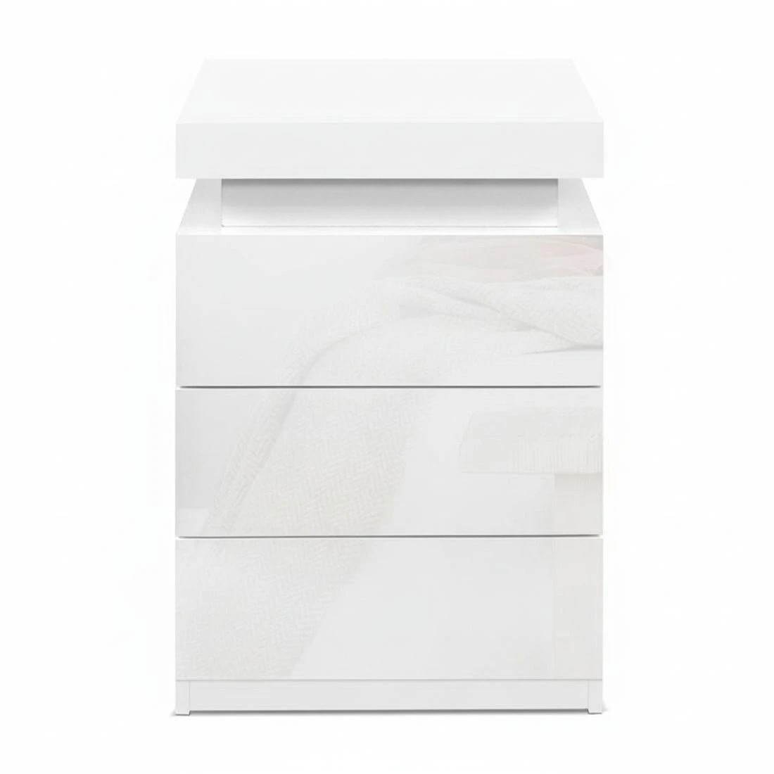 4 Artiss 2X Bedside Table LED 3 Drawers - White, 4 of 8