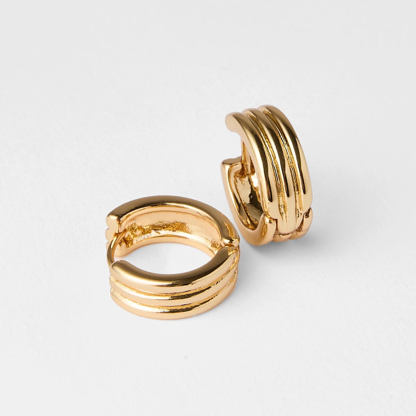 3 18K Gold Plated Hinge Hoop Earrings Gold, 3 of 5