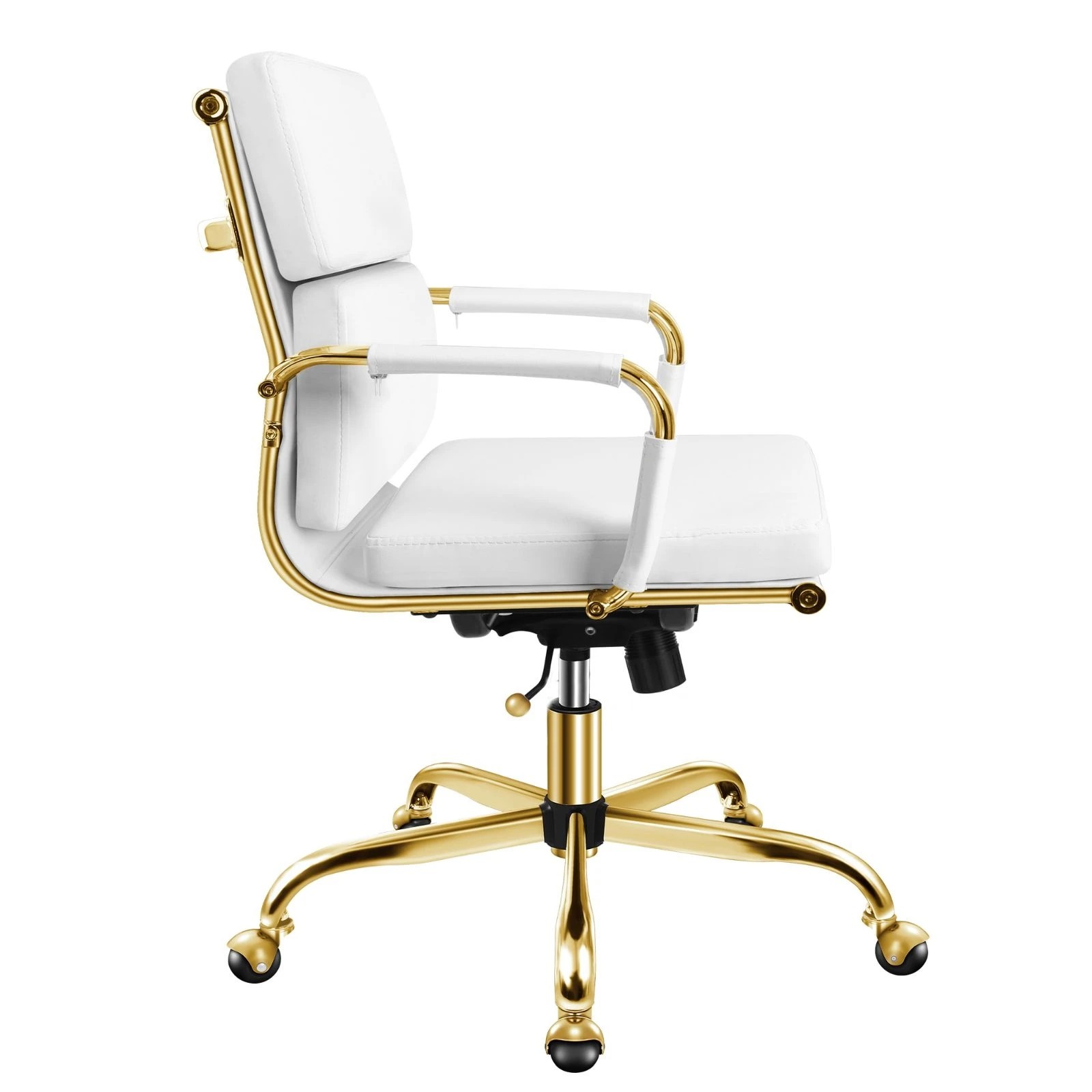 7 Alfordson Office Chair Ergonomic Paddings Executive Computer Work Seat Mid Back - White, 7 of 10