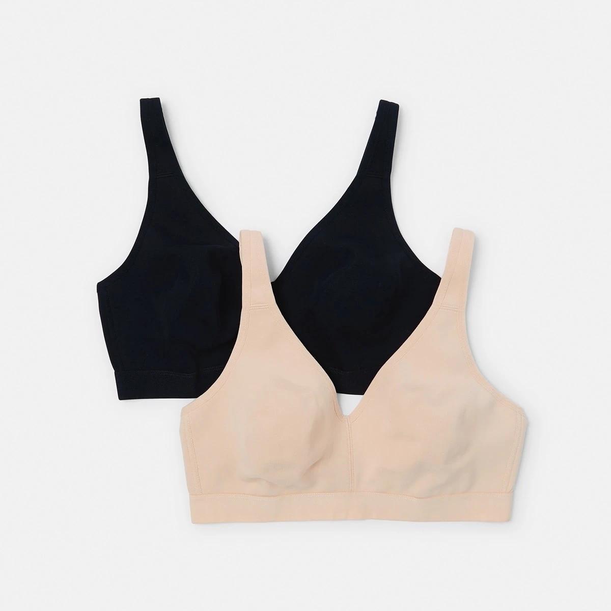 1 2 Pack Full Figure Wirefree Soft Cup Bra BEIGE, BLACK, 1 of 8