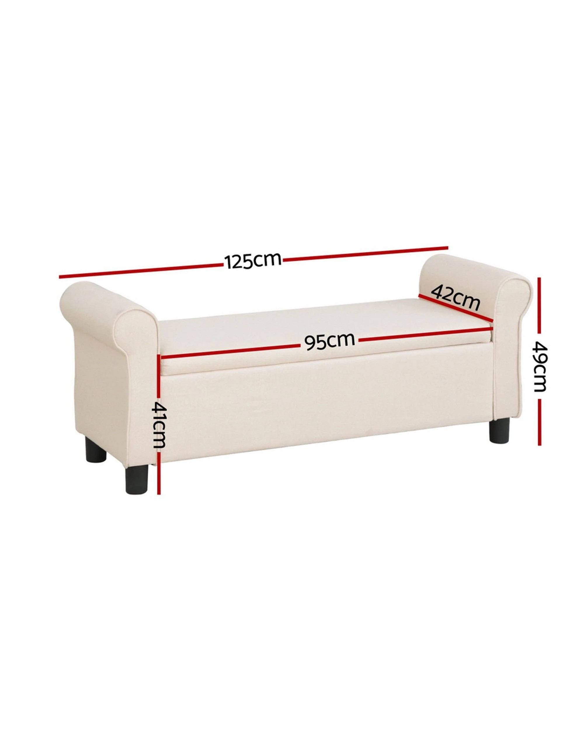 2 Artiss Storage Ottoman Blanket Box 125cm Arm Linen Taupe - Beige, 2 of 5