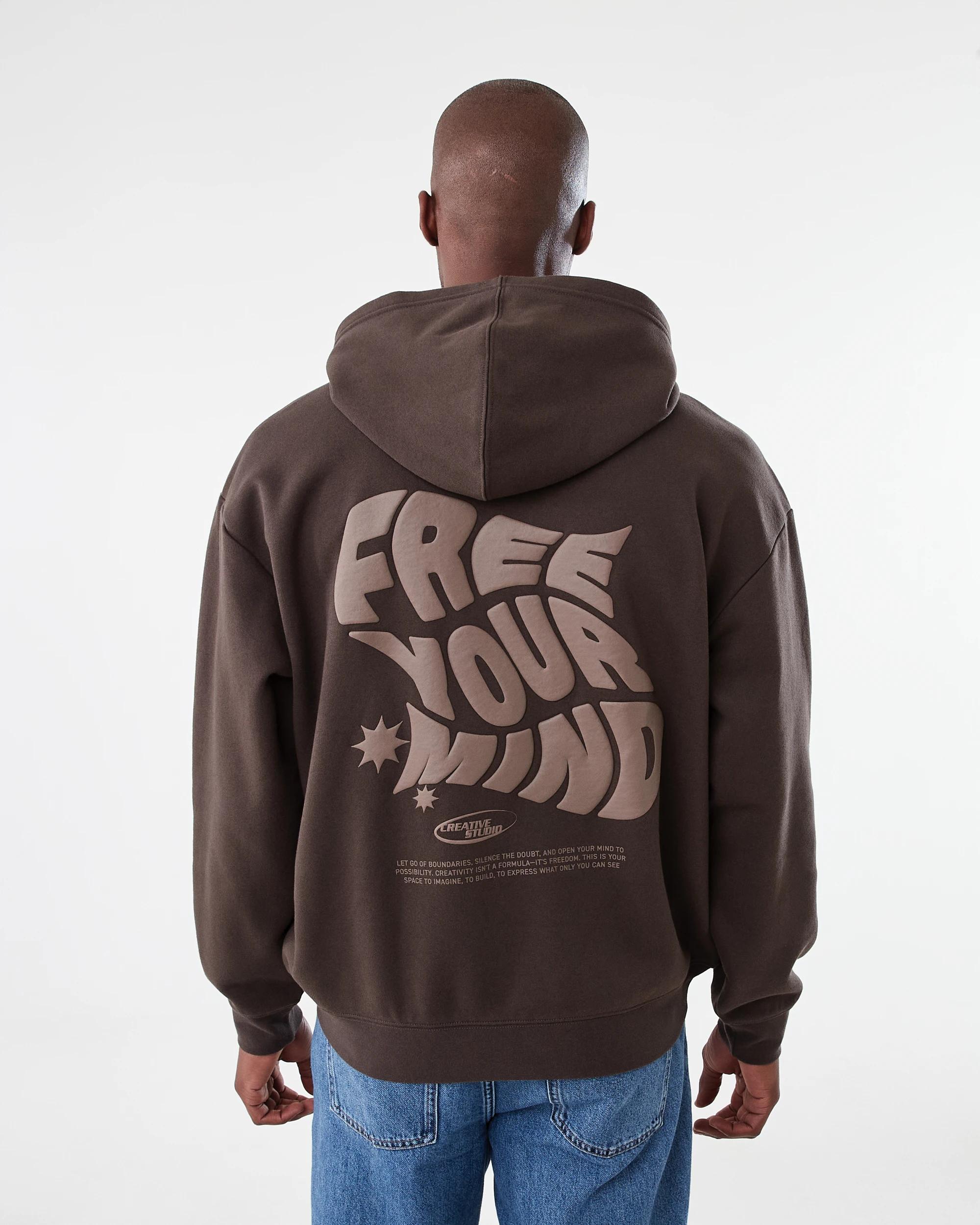 3 Oversized Boxy Print Hoodie Brn Freemd, 3 of 8