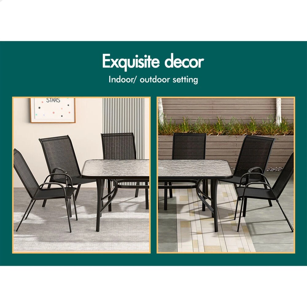 9 Alfordson 7PCS Outdoor Dining Set Patio Table and Chairs Garden Furniture - Black, 9 of 10