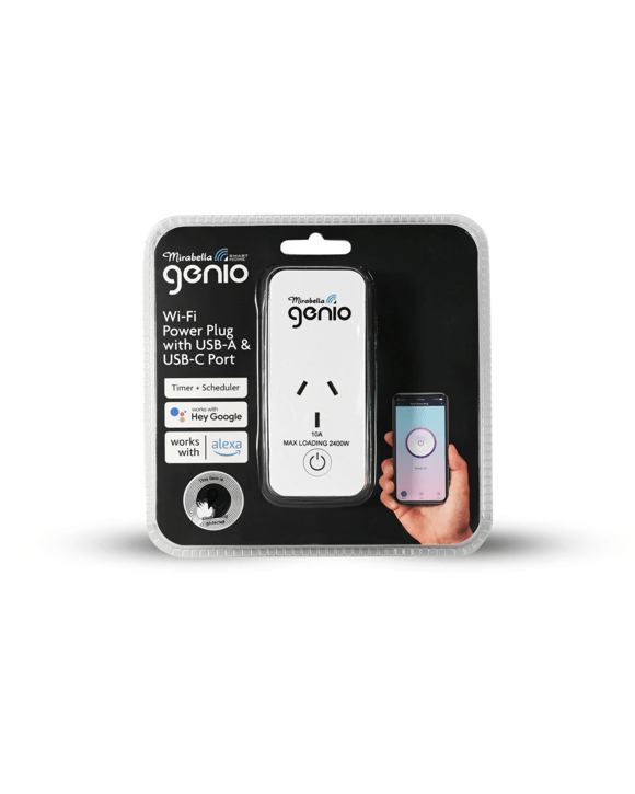 Mirabella Genio Wi-Fi Power Plug with USB-A & USB-C Port includes Timer & Scheduler Function