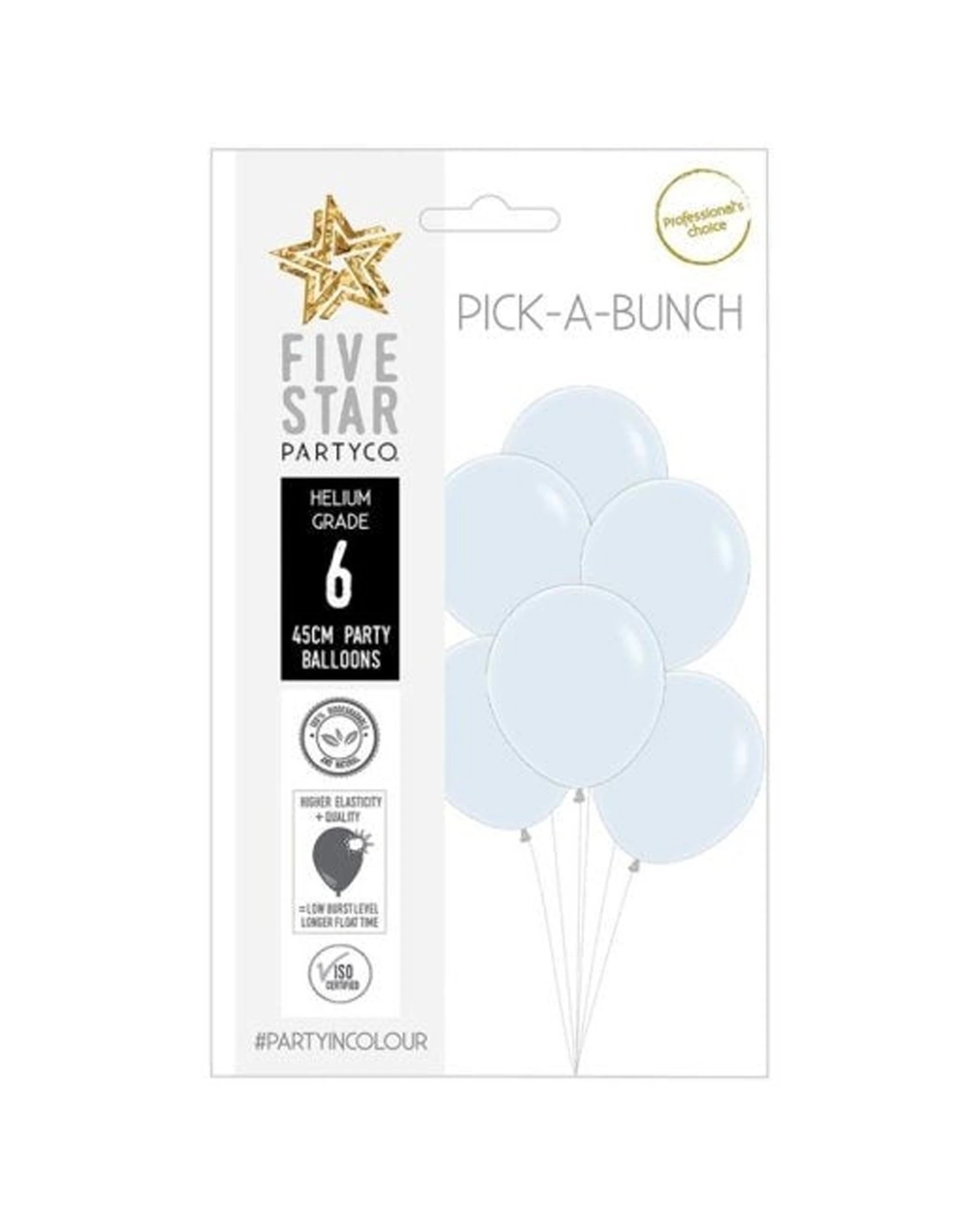 1 Alpen 6pc Sempertex Balloon Pack Party Supplies 45cm Fashion - White, 1 of 1