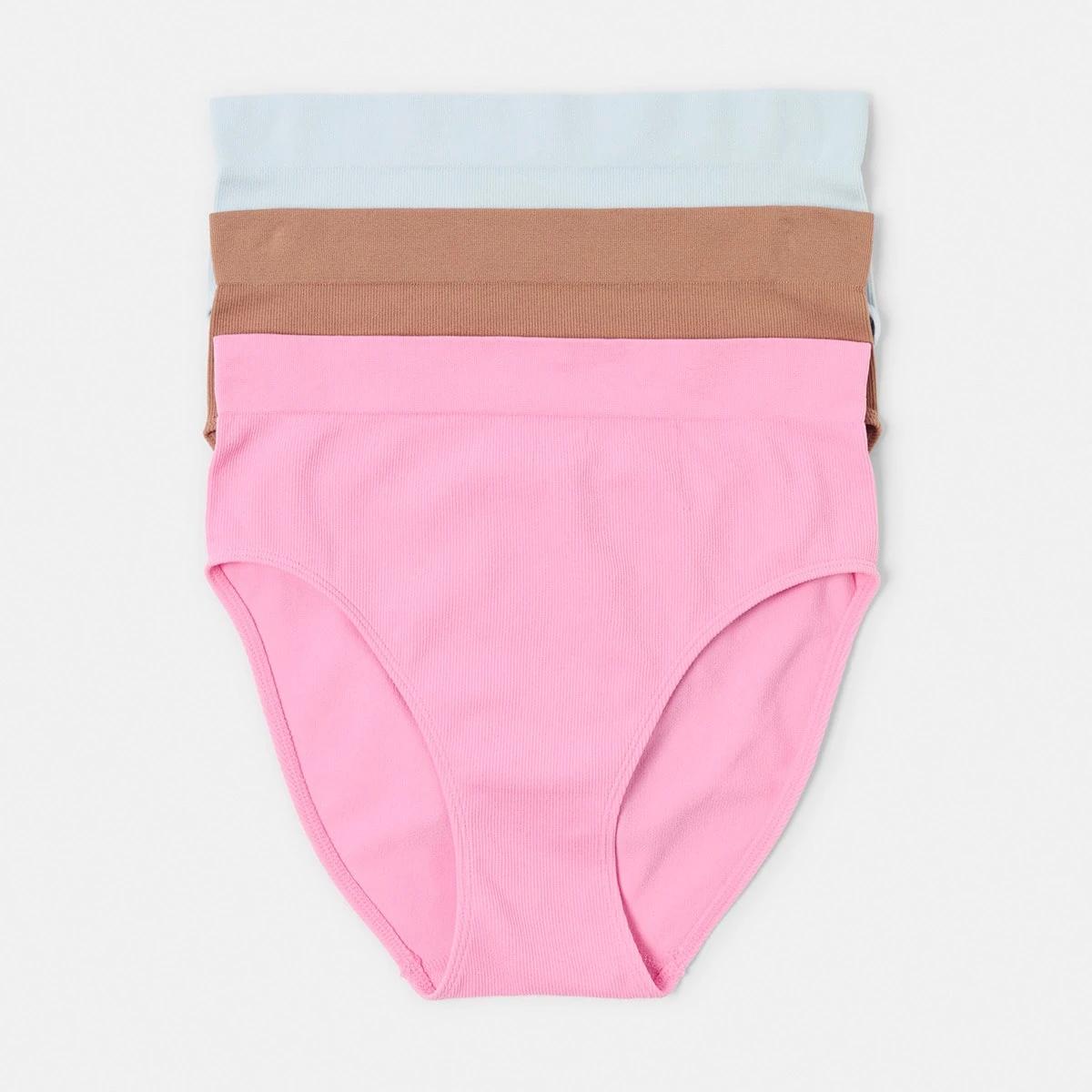 1 3 Pack Rib Seamfree Full Briefs SACHET PINK, SOFT CLAY, HALOGEN BLUE, 1 of 7