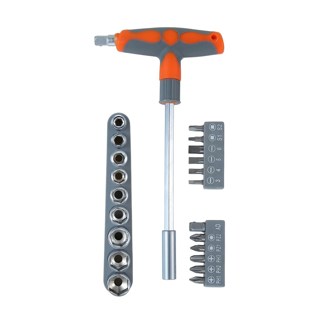 1 22-Piece T Handle Socket and Bit Set, 1 of 2