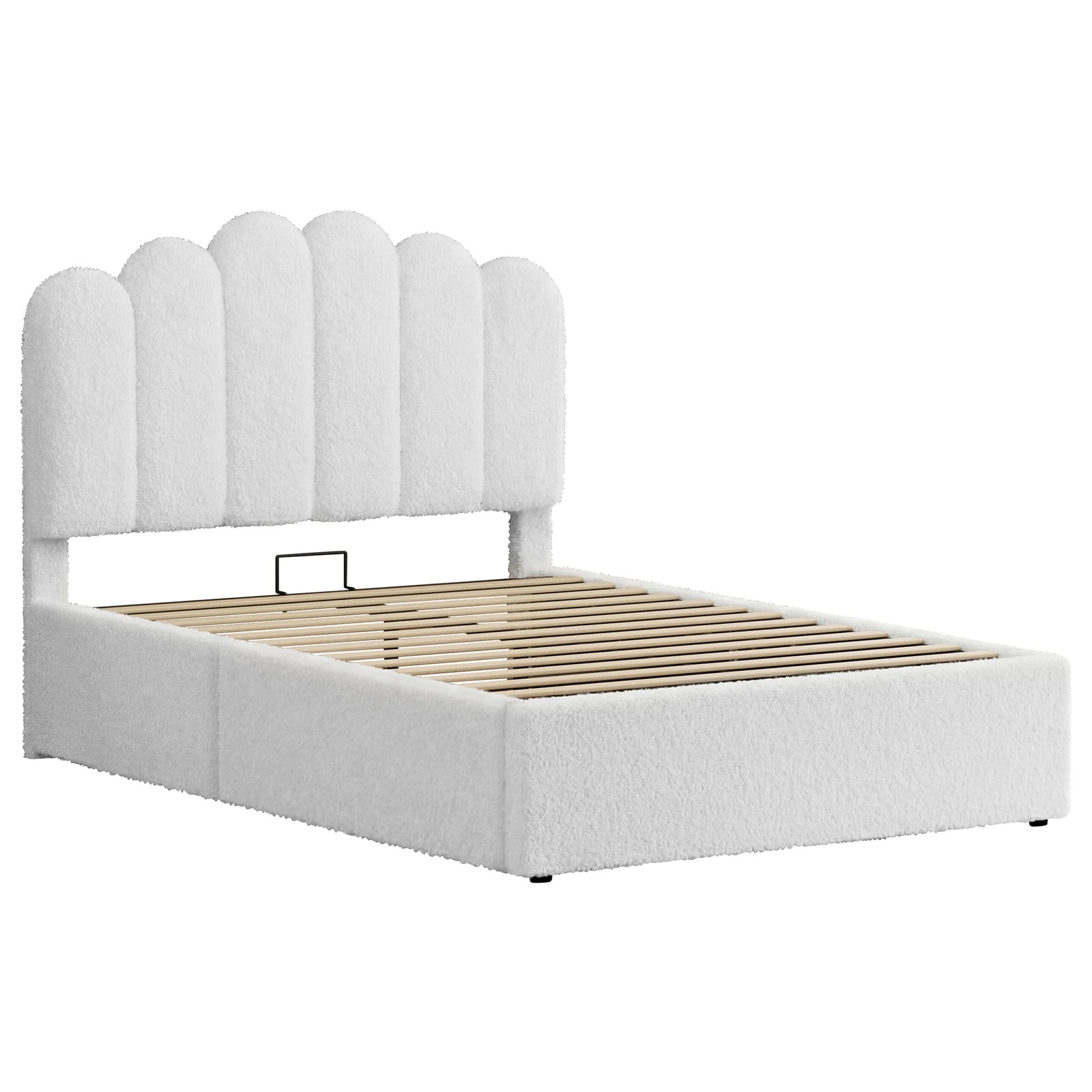 10 Alfordson Bed Frame King Single Gas Lift Storage Base Wooden Boucle Mutis - White, 10 of 10