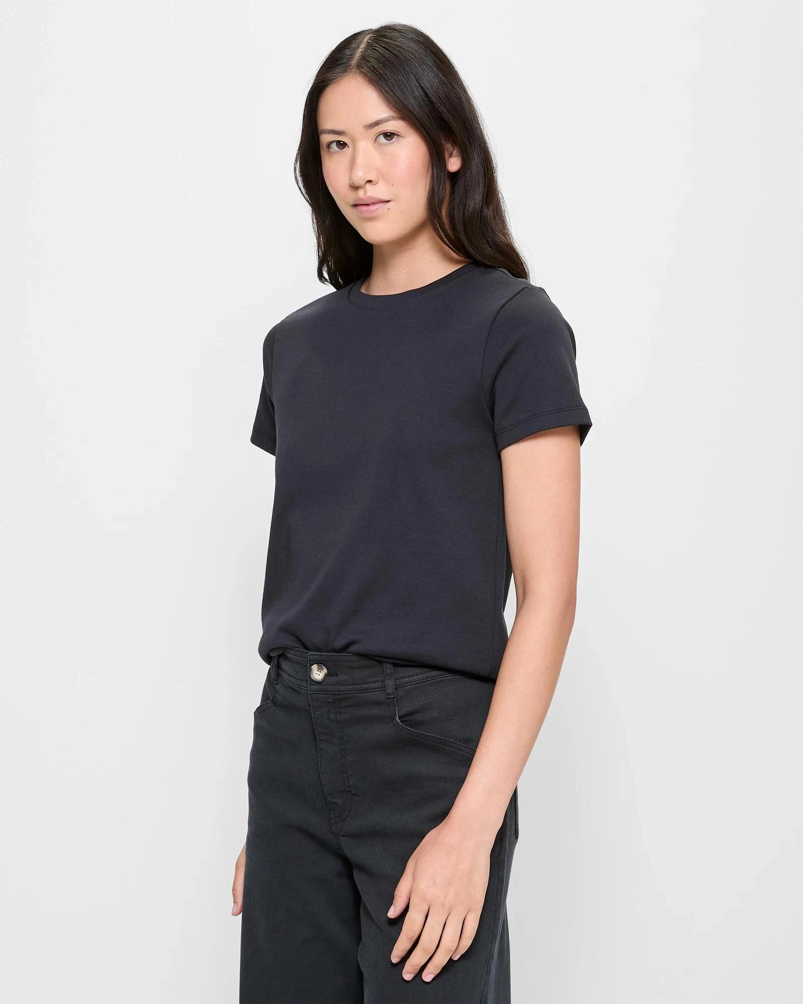 3 Target Australian Cotton Interlock Neat T-Shirt BLACK, 3 of 5