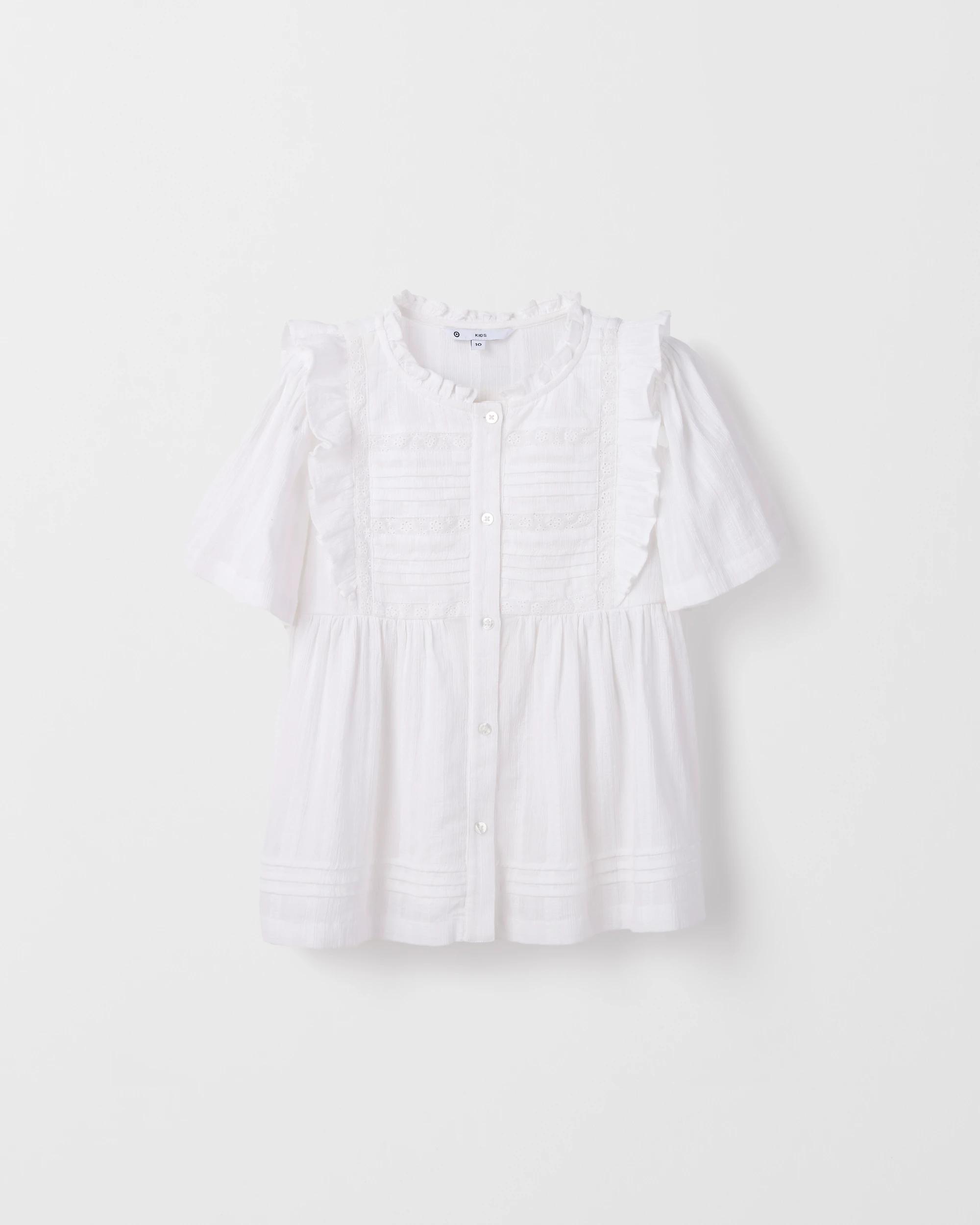 1 Target Kids Boho Lace Woven Top WHITE, 1 of 2