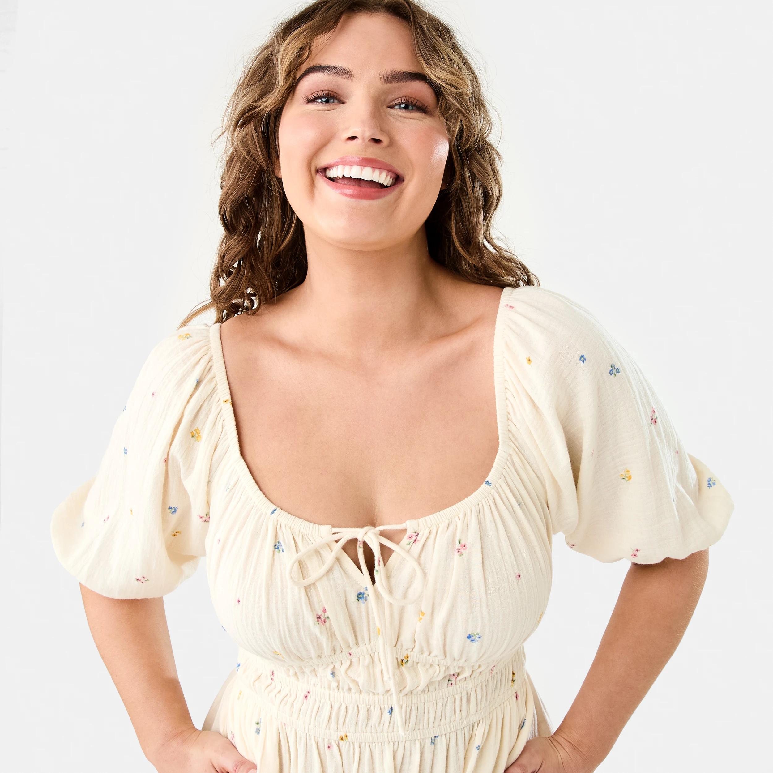 5 Short Puff Sleeve Mini Dress Tiny Ditsy, 5 of 10
