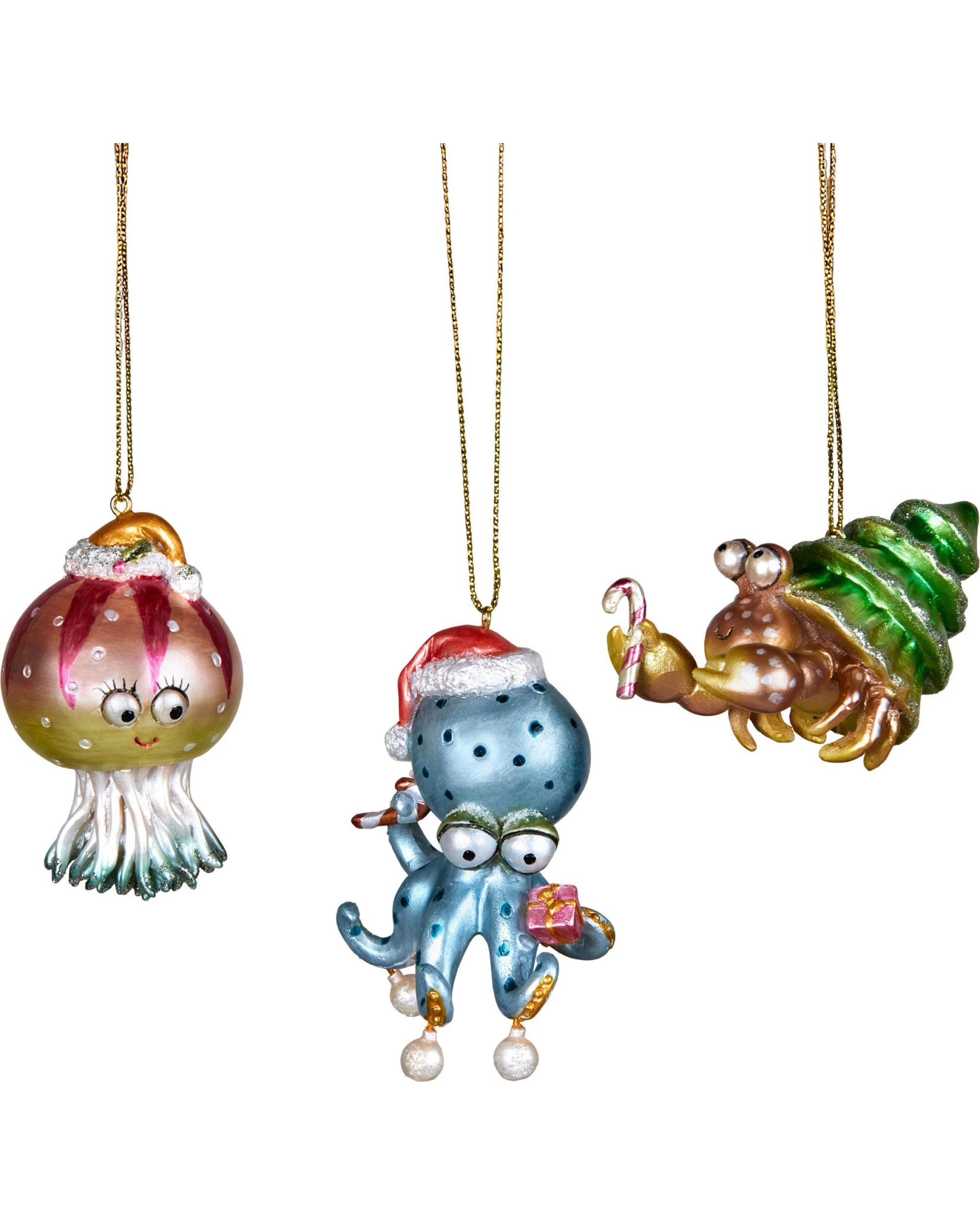 1 Christabelle Set of 3 Sea Animal Christmas Ornaments, Resin, 6.5-7.5 cm - Multi, 1 of 5