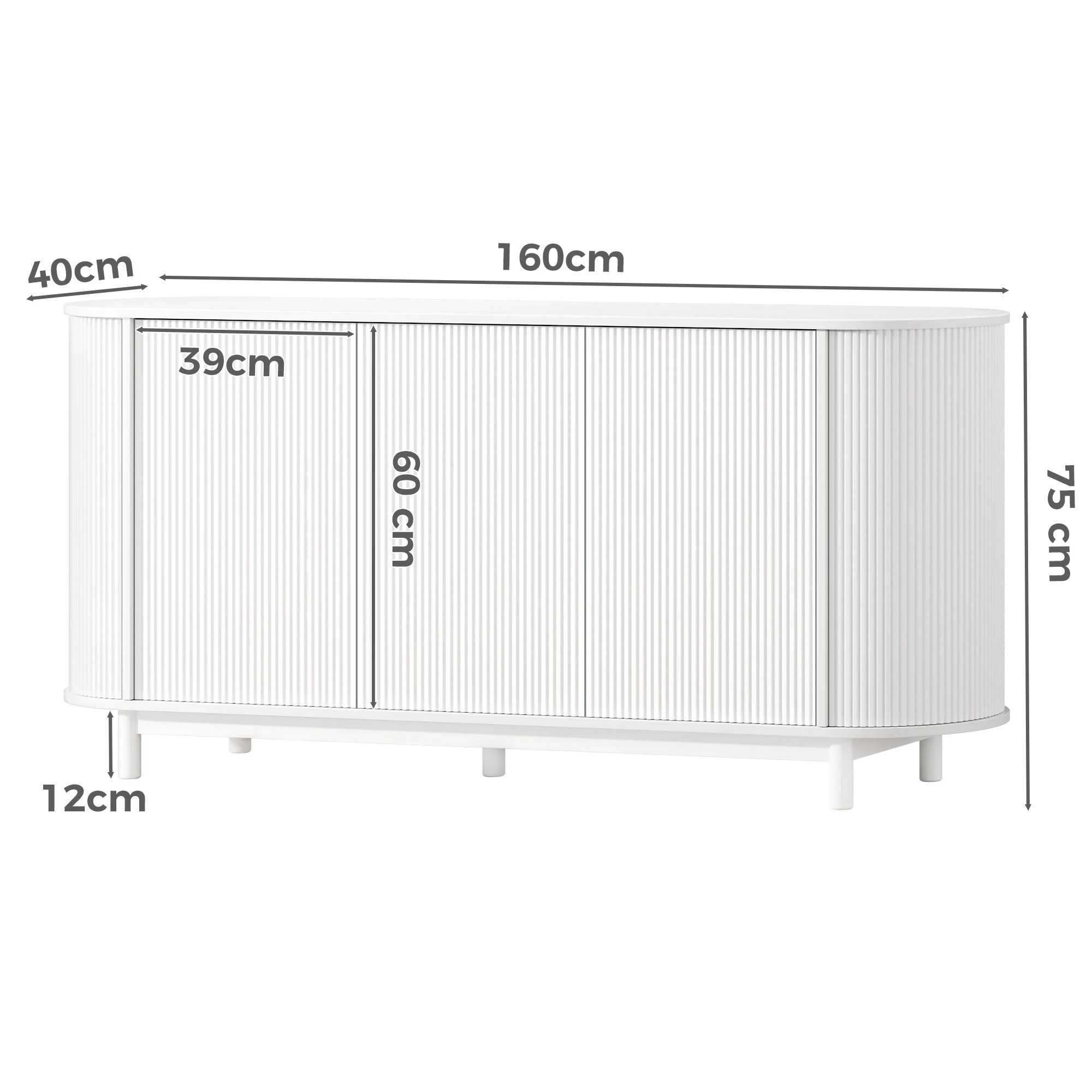 8 Alfordson Buffet Sideboard Cupboard Cabinet Storage Kitchen Pantry Hallway Table - White, 8 of 10