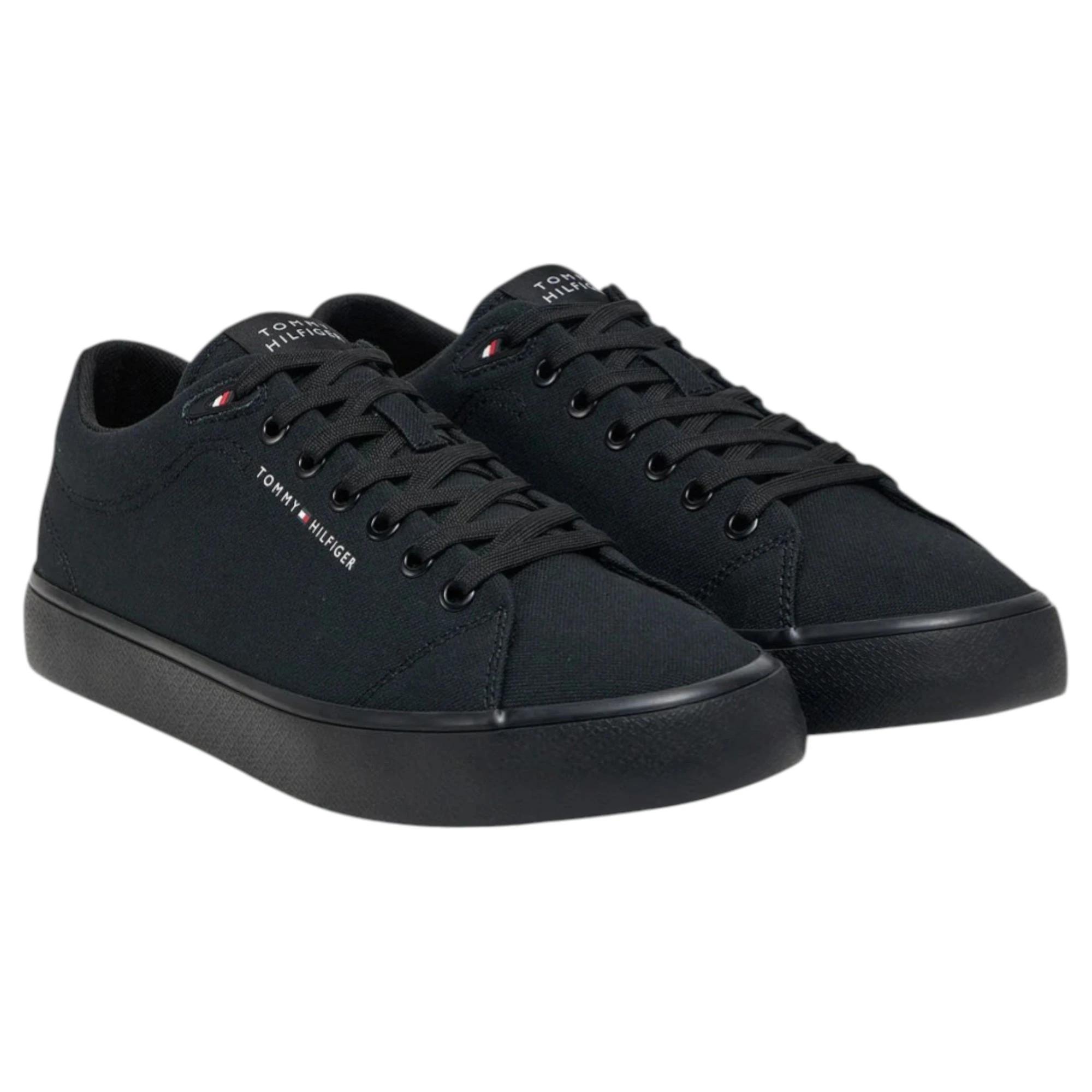 4 Tommy Hilfiger Mens Logo Patch Casual Shoes BLACK, 4 of 6