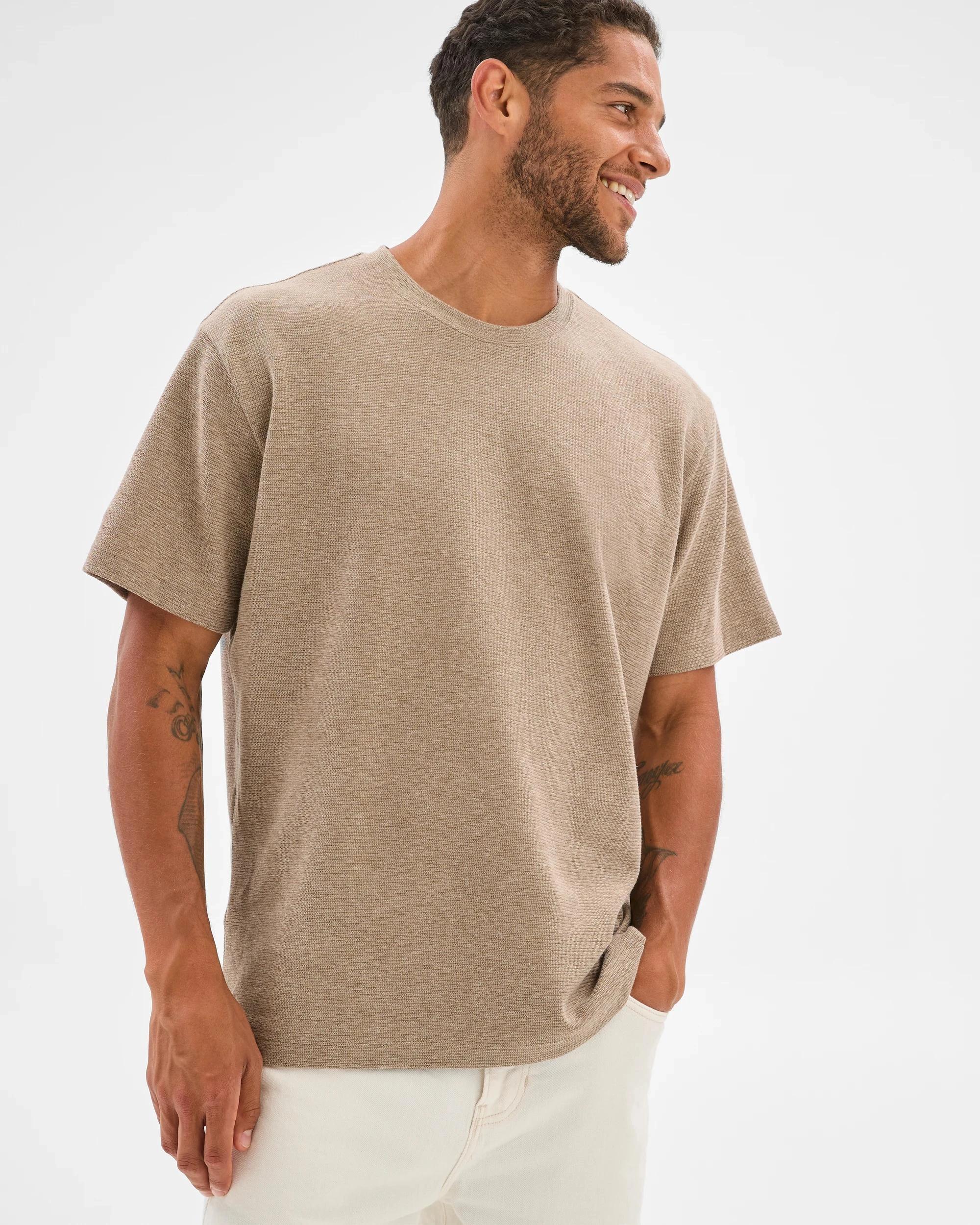 2 Target Australian Cotton Blend Textured T-Shirt MUSHROOM, 2 of 7