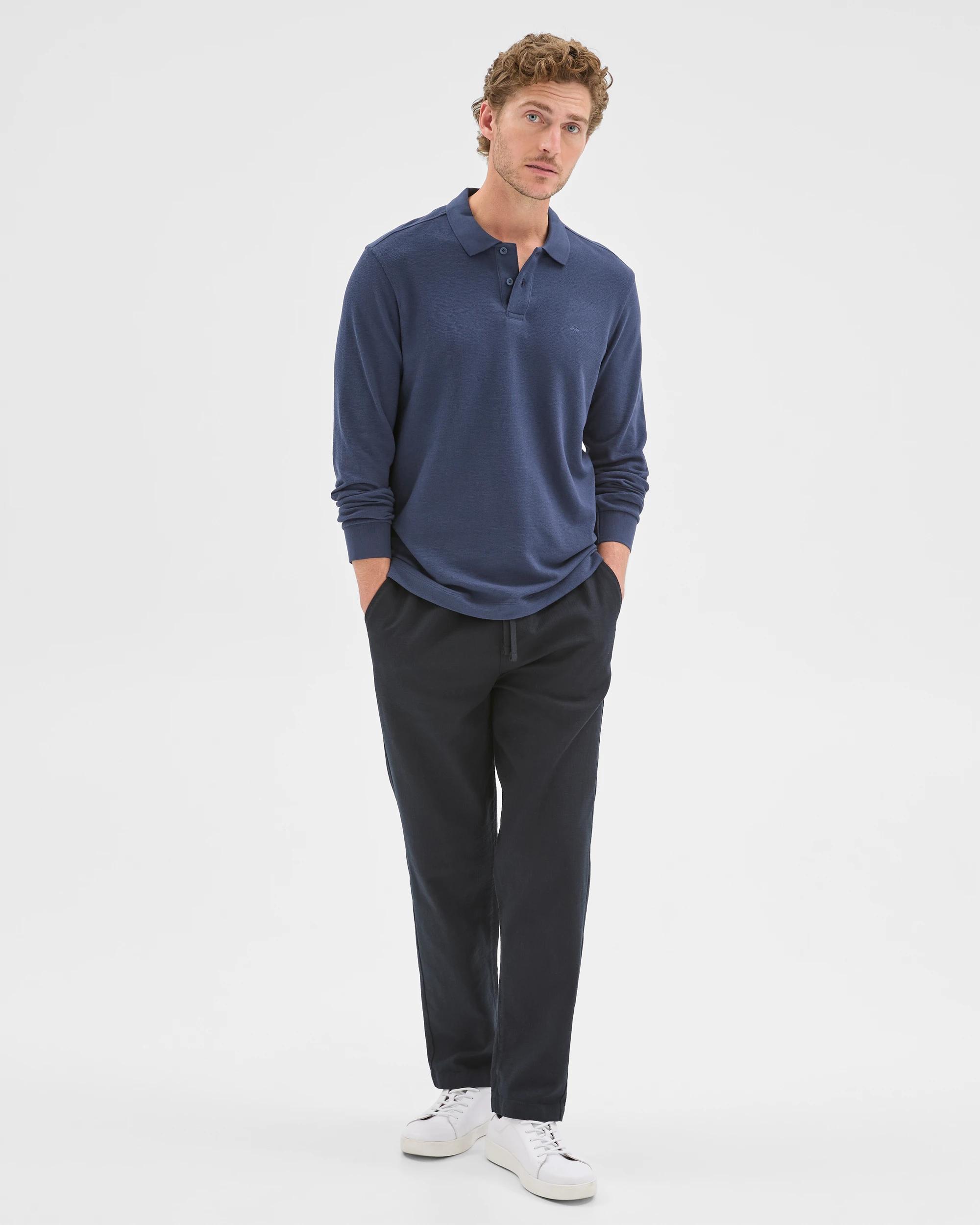 3 Target Man Australian Cotton Blend Boucle Polo Top NAVY, 3 of 7