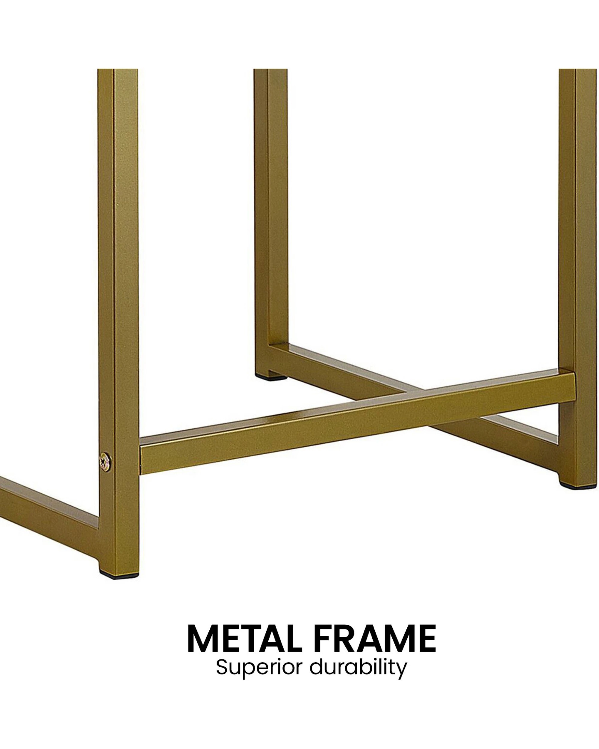 6 Sarantino Emilia Bedside Table Night Stand - White Gold, 6 of 9