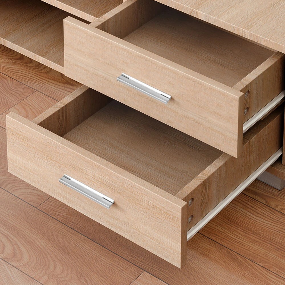 9 Alfordson Entertainment Unit TV Cabinet Stand 120cm Storage Drawer - Oak, 9 of 10