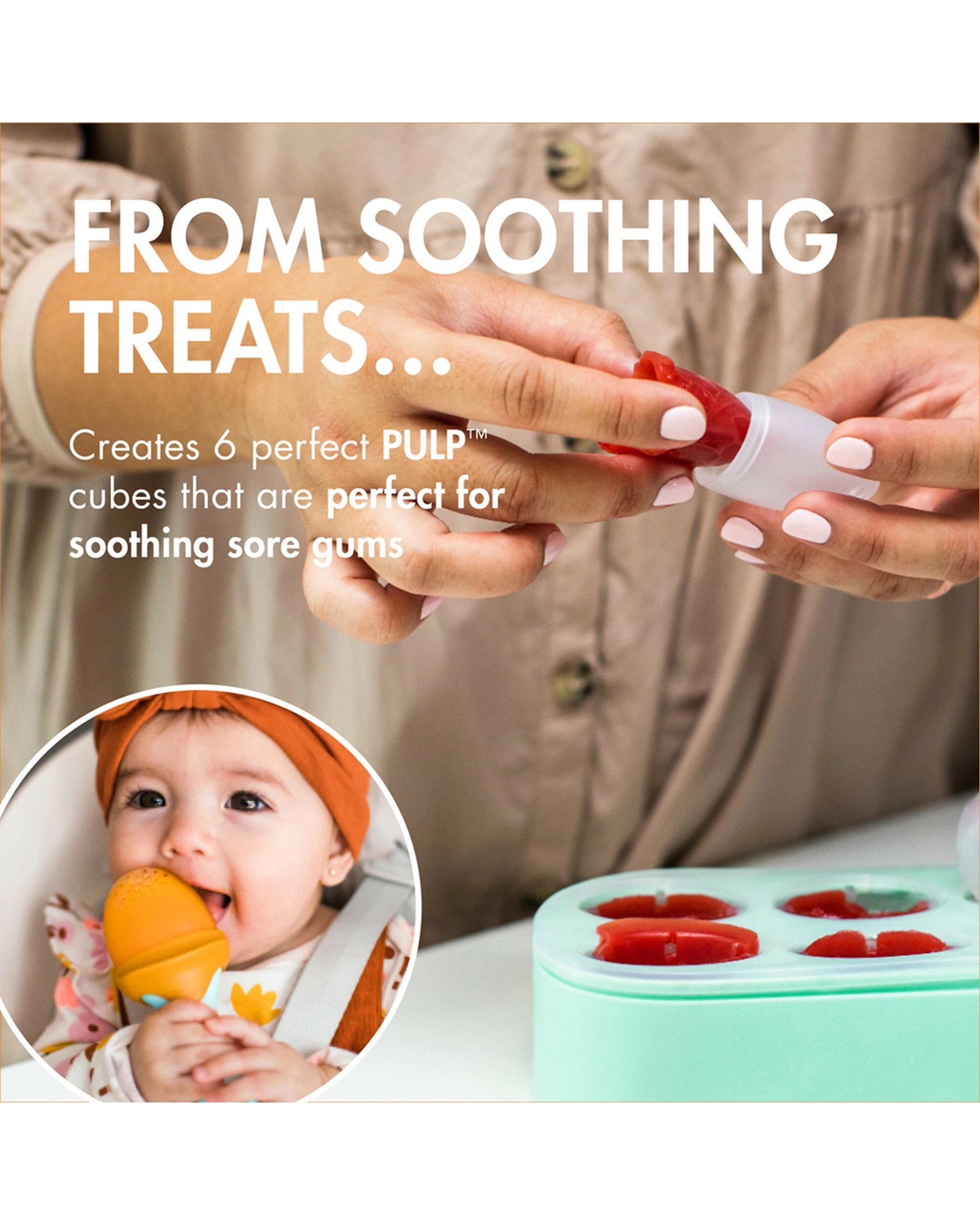 4 Boon 2pc Pulp Silicone Freezer Tray With 2 Feeders - Blue, 4 of 5