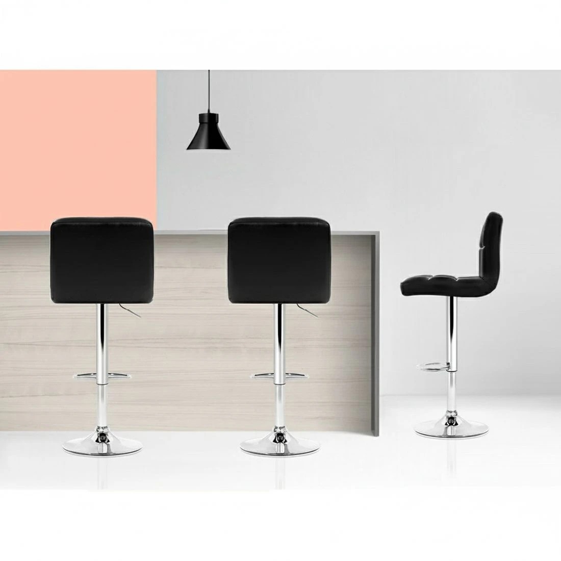 5 Artiss 4x Bar Stools Leather Gas Lift - Black, 5 of 6