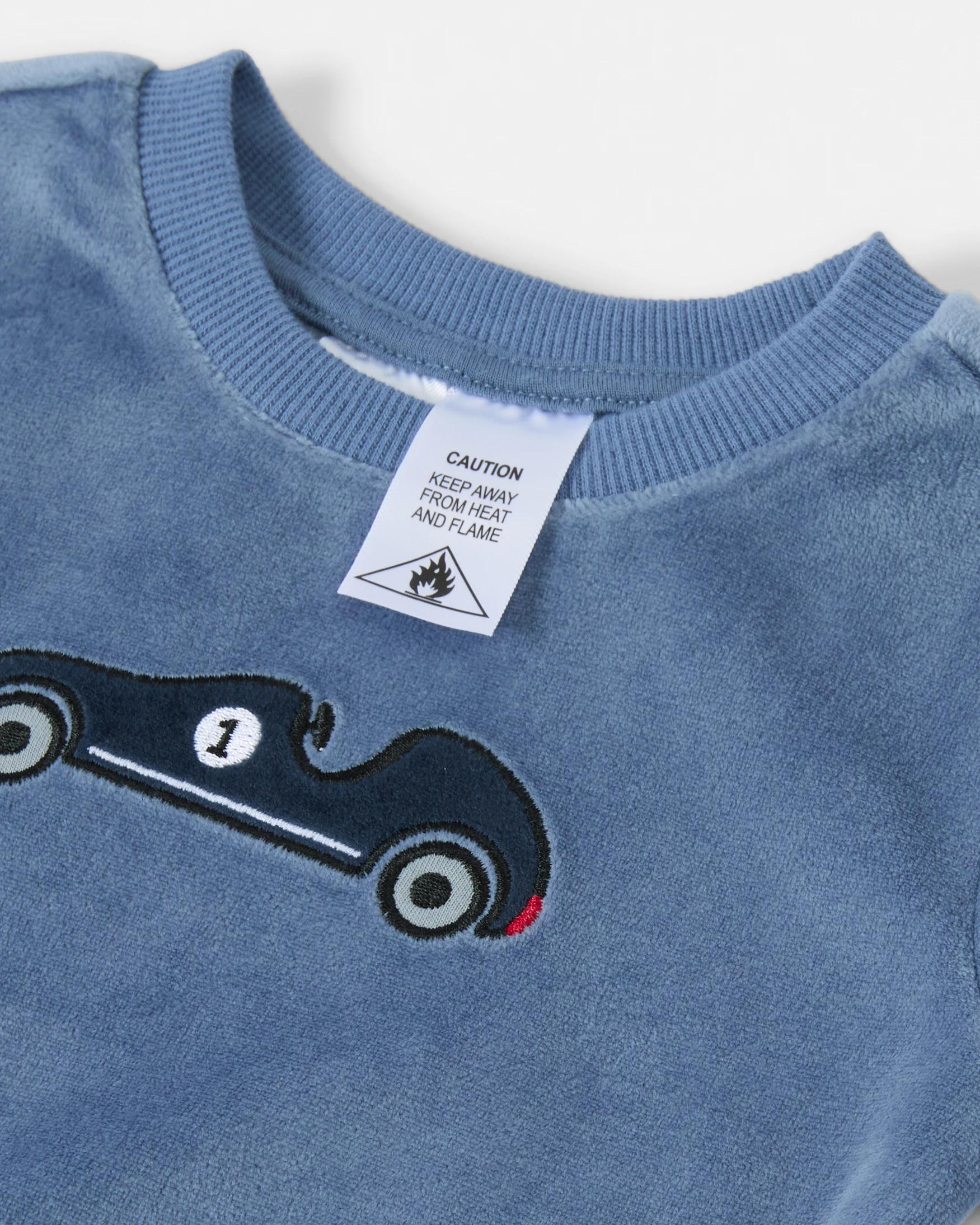 5 Twosie Fleece Pyjama Set Blu Car, 5 of 7