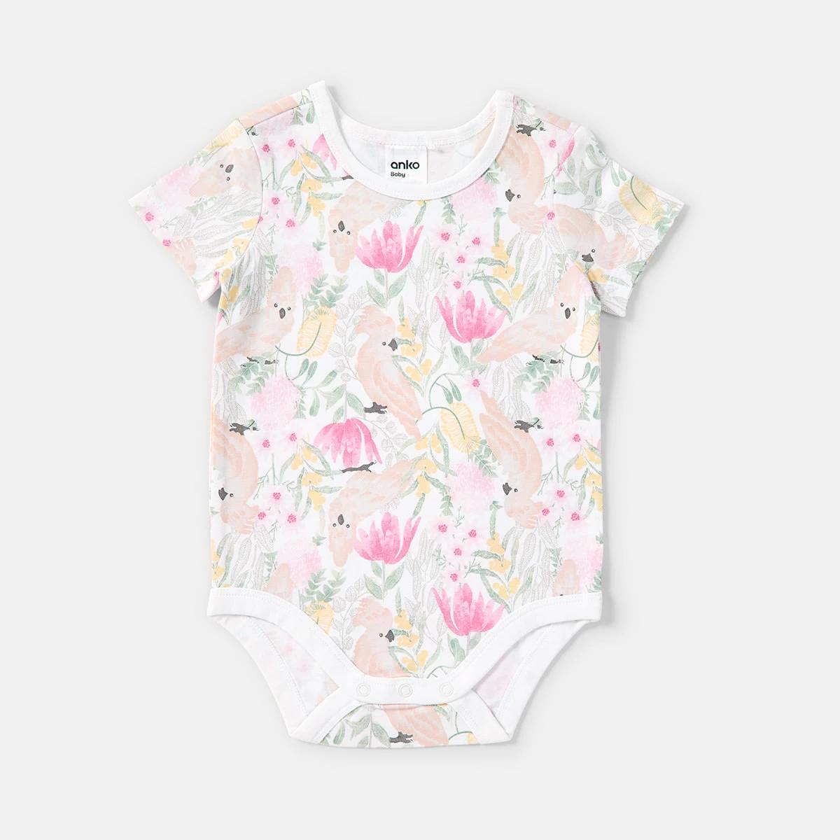 3 3 Pack Short Sleeve Bodysuits Aus Floral, 3 of 8