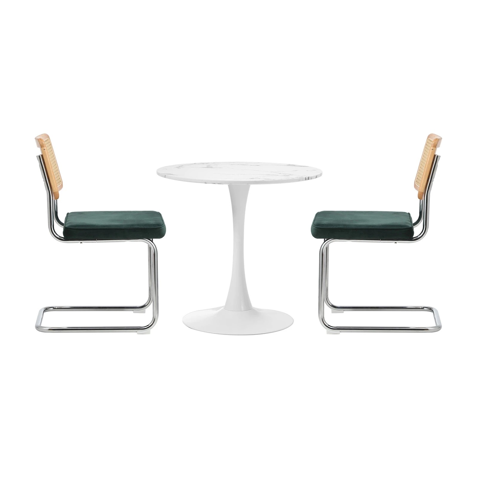 9 Oikiture 60cm Round Dining Table with 2PCS Dining Chairs Velvet - Multi, 9 of 9
