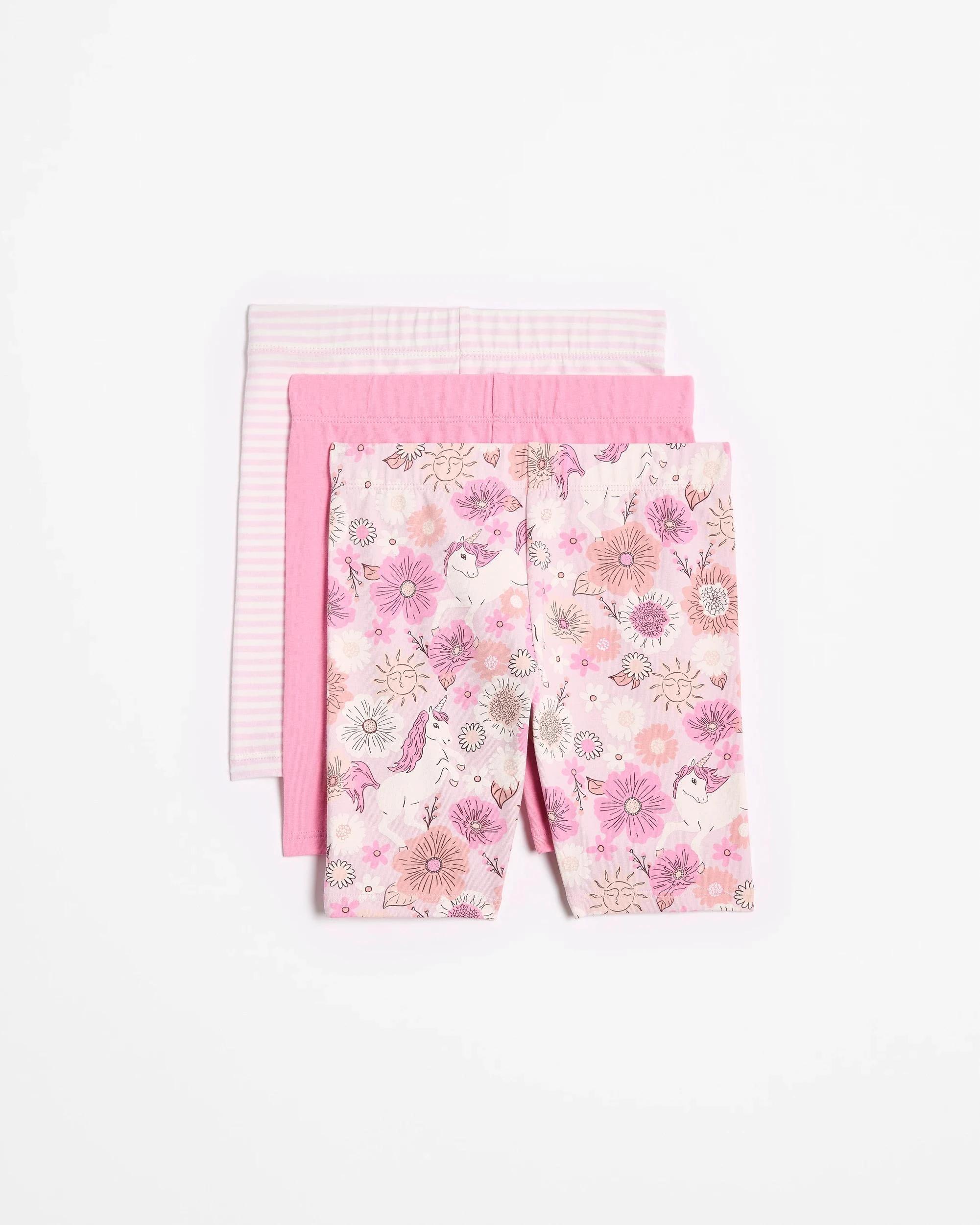 1 Target Kids Australian Cotton Bike Shorts 3 Pack PURPLE FLORAL UNICORN, 1 of 7