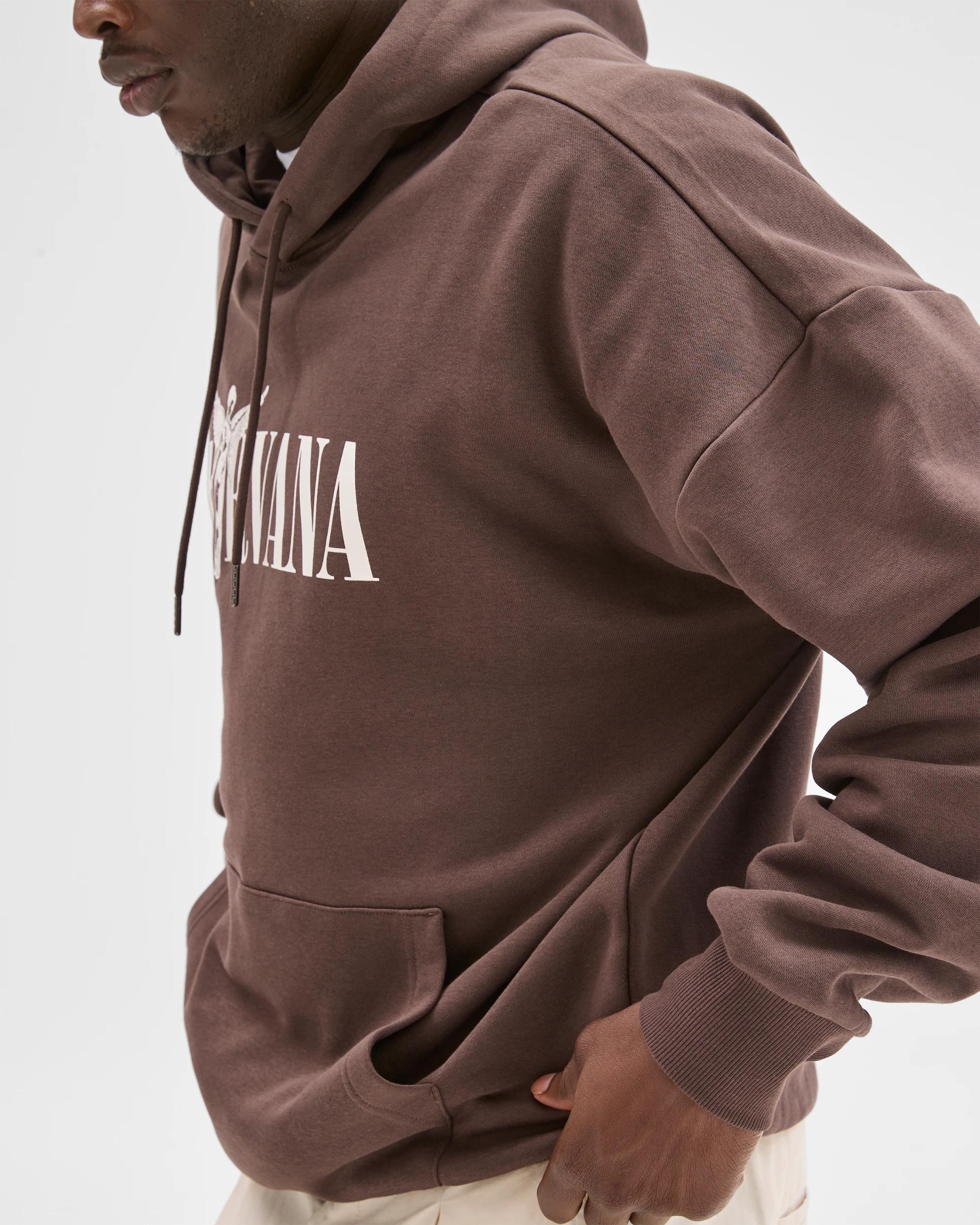 3 Nirvana Logo Australian Cotton Blend Graphic Hoodie CHOCOLATE, 3 of 6